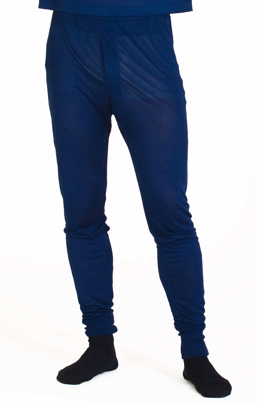 Men's silk long johns navy blue