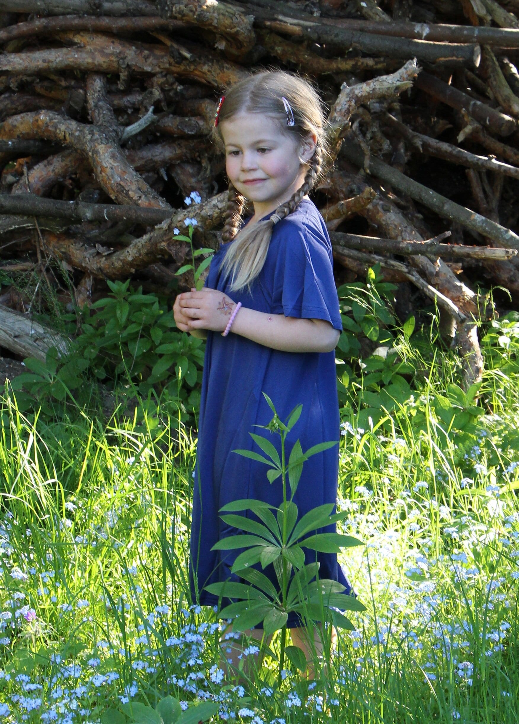 Kids silk nighdress/dress navyblue