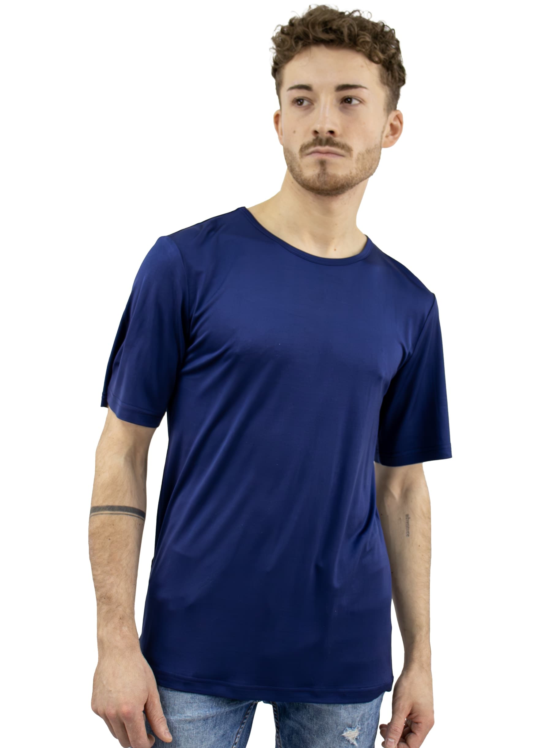 Unisex Silk T-Shirt, Navy Blue