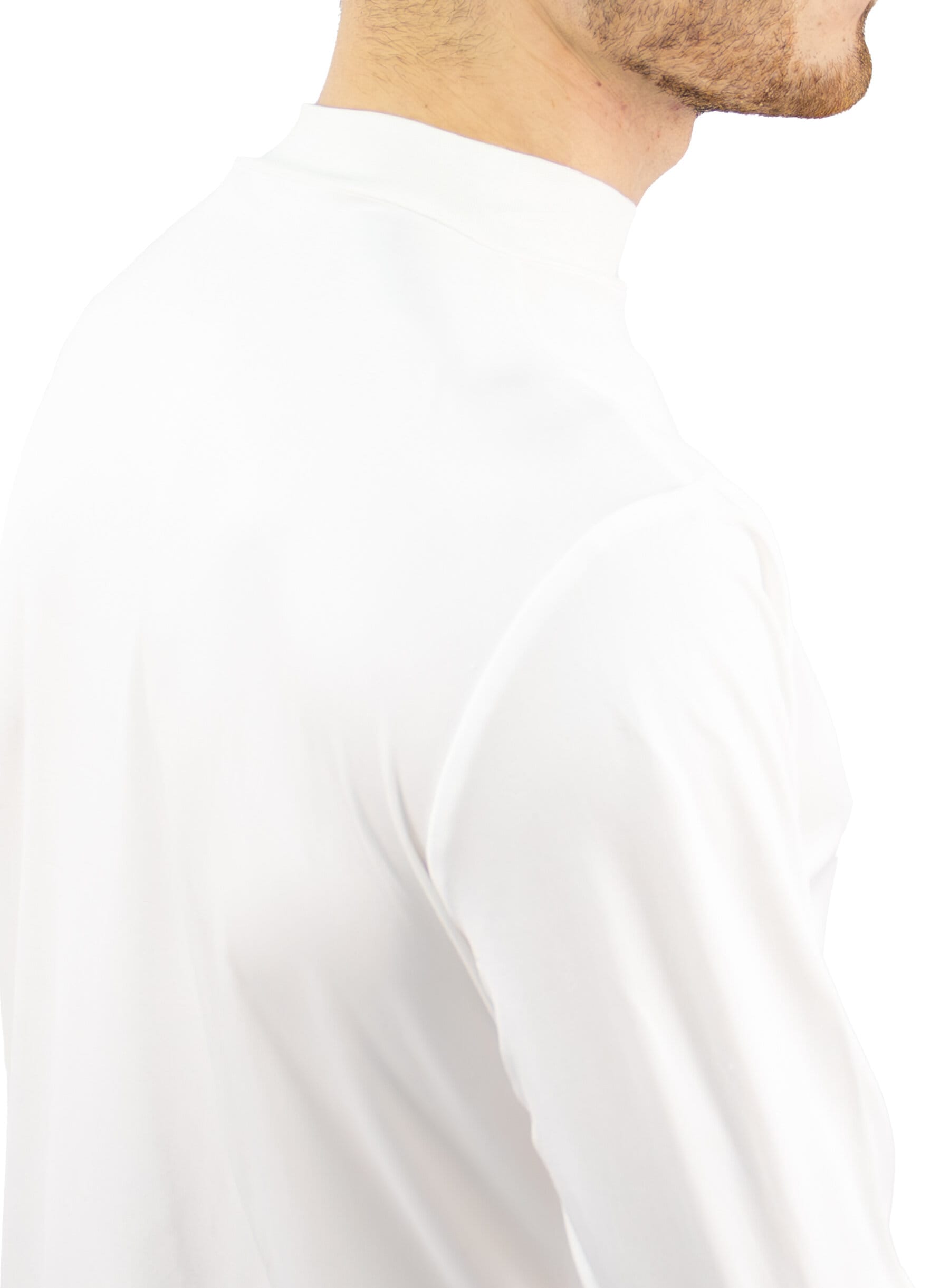 Low Neck Silk Polo, White