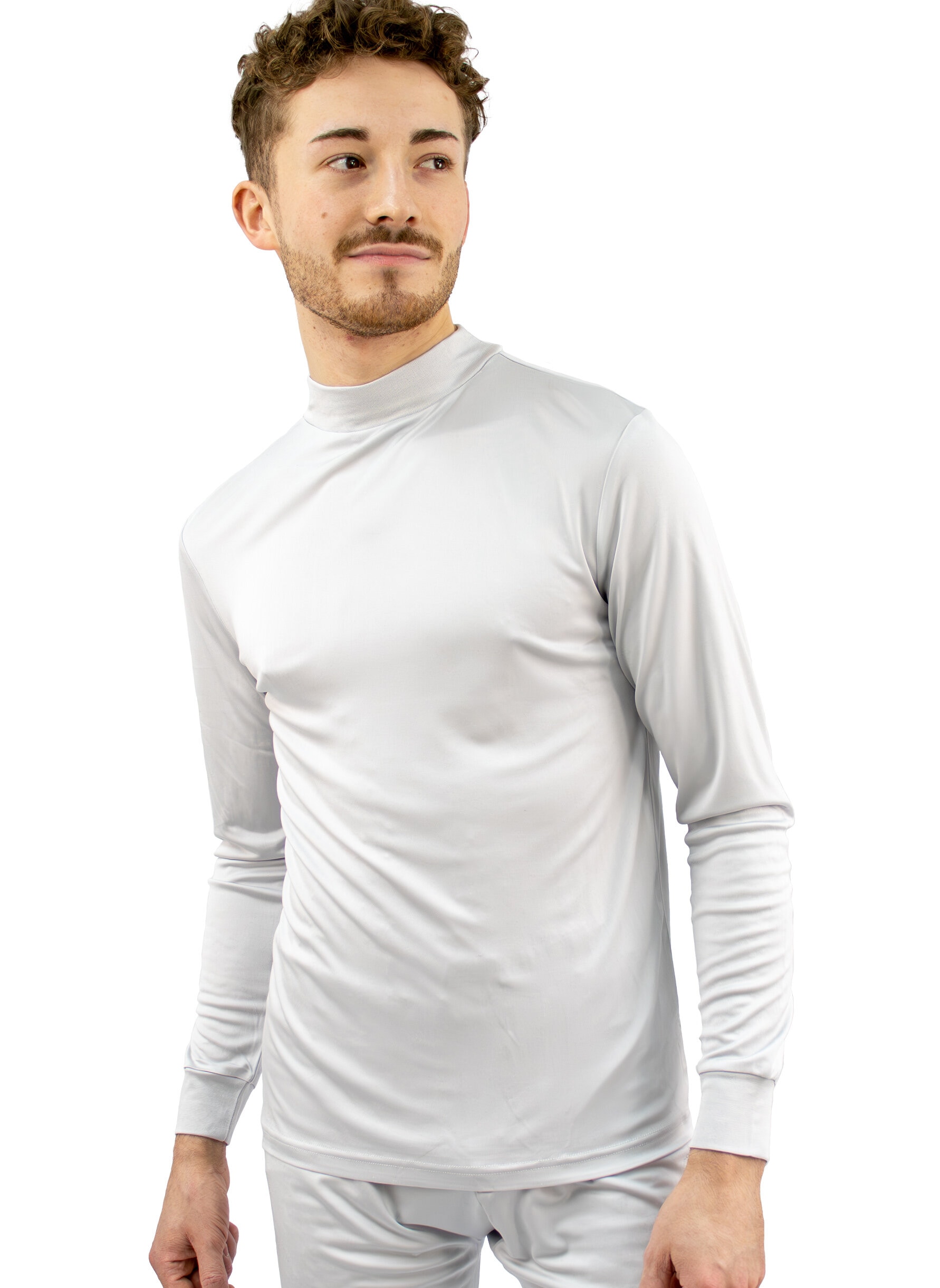 Low Neck Silk Polo, Grey