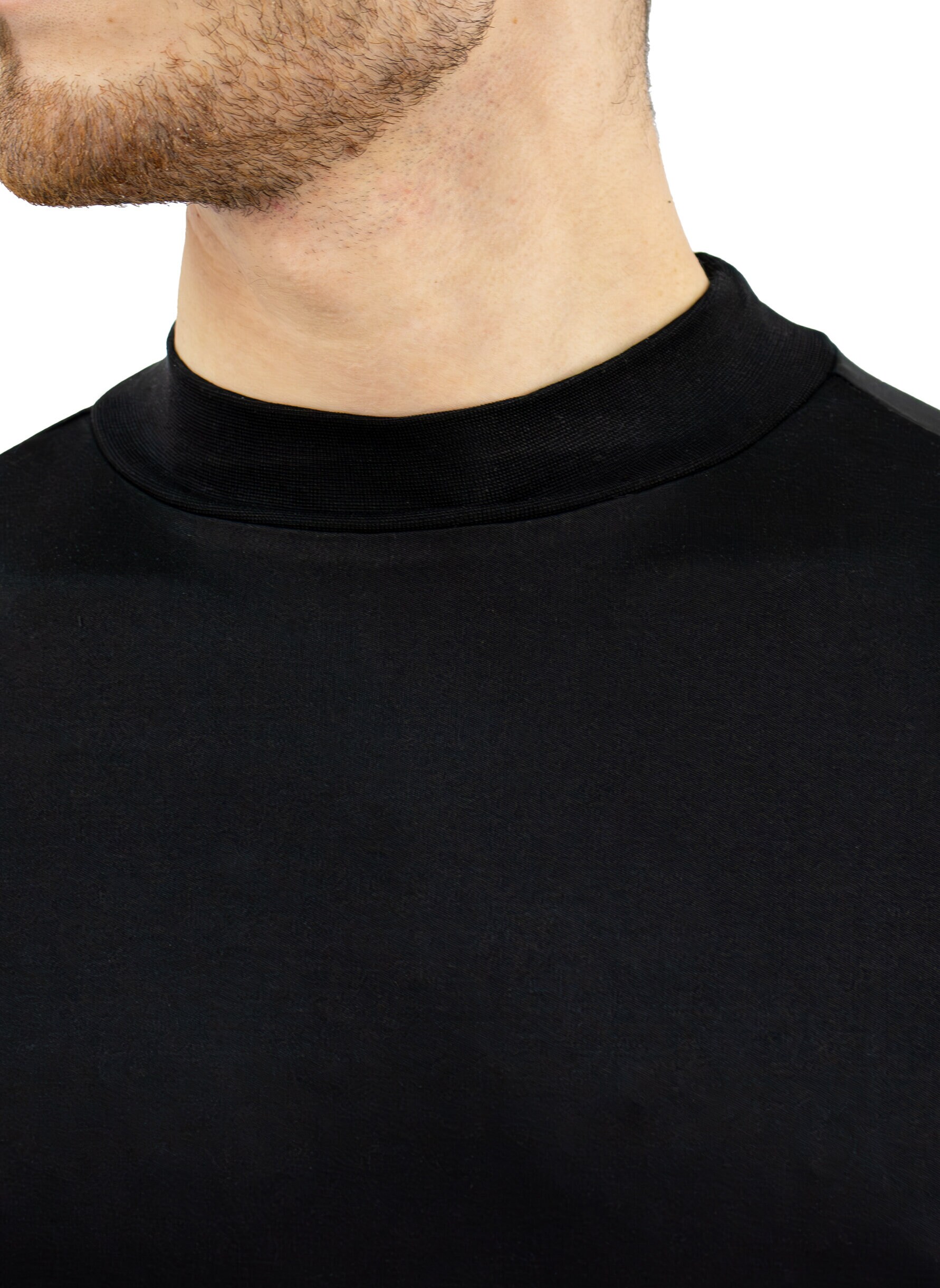 Low Neck Silk Polo, Black