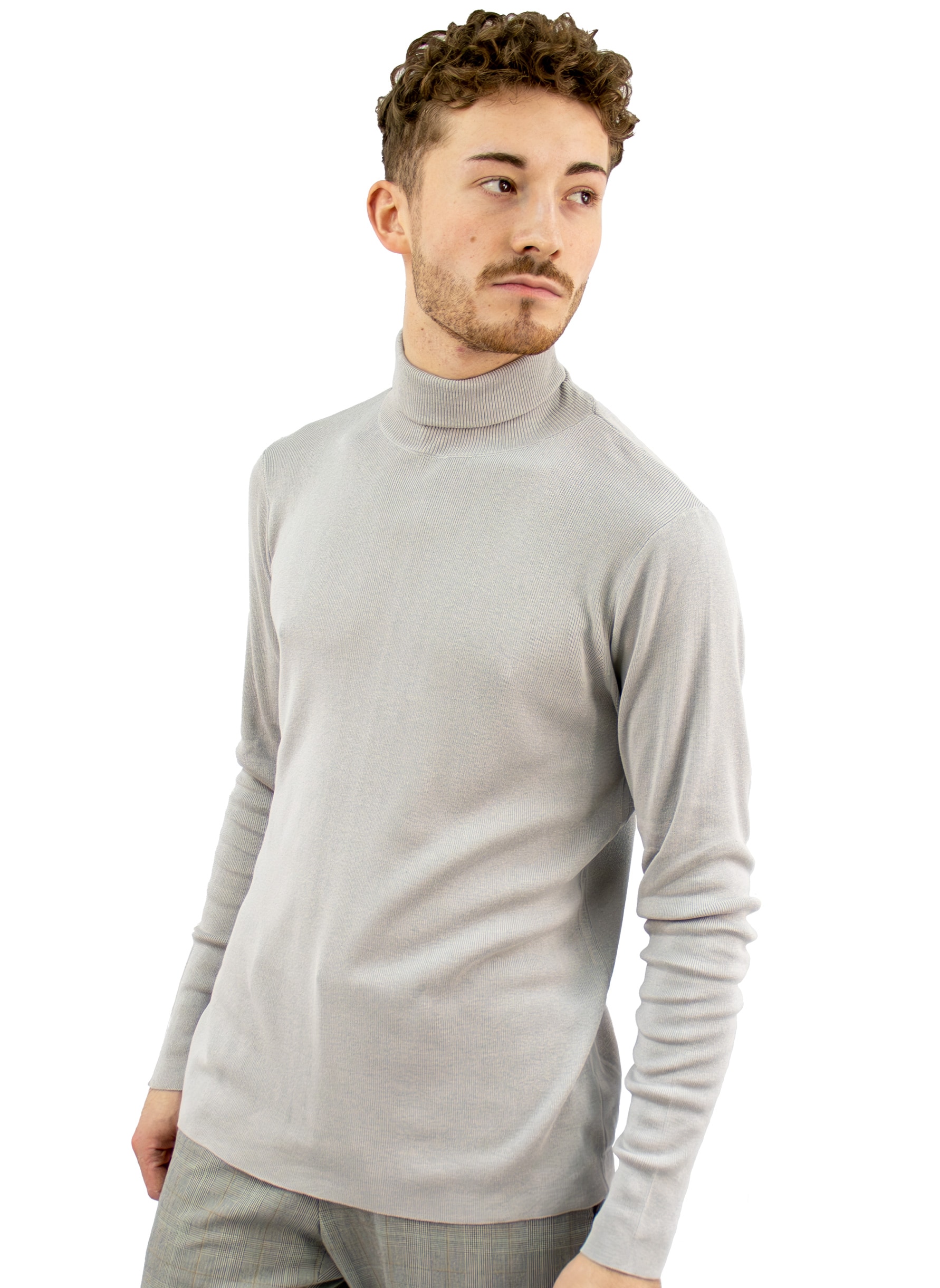 Silk polo grey