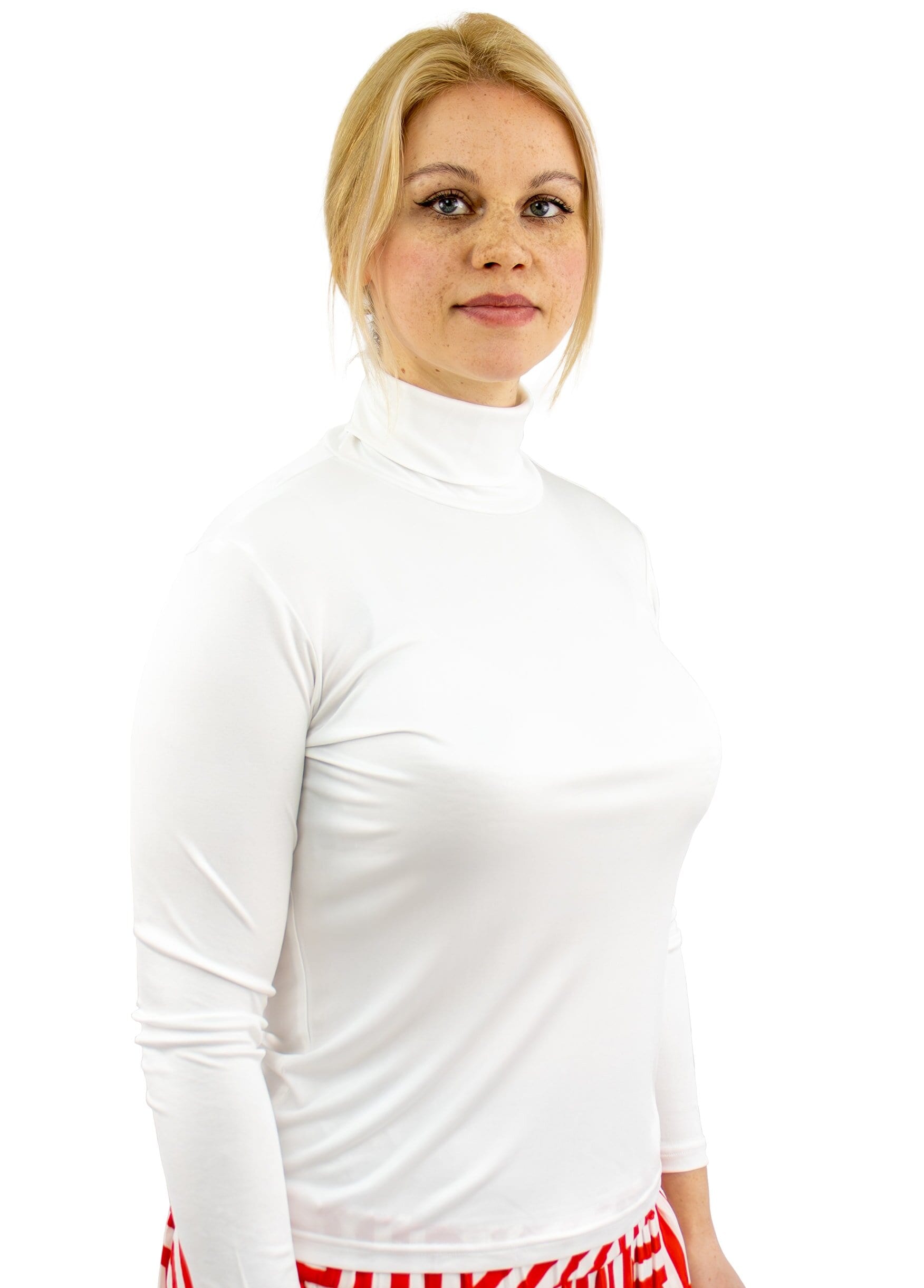 Women's long sleeve polo shirt, White