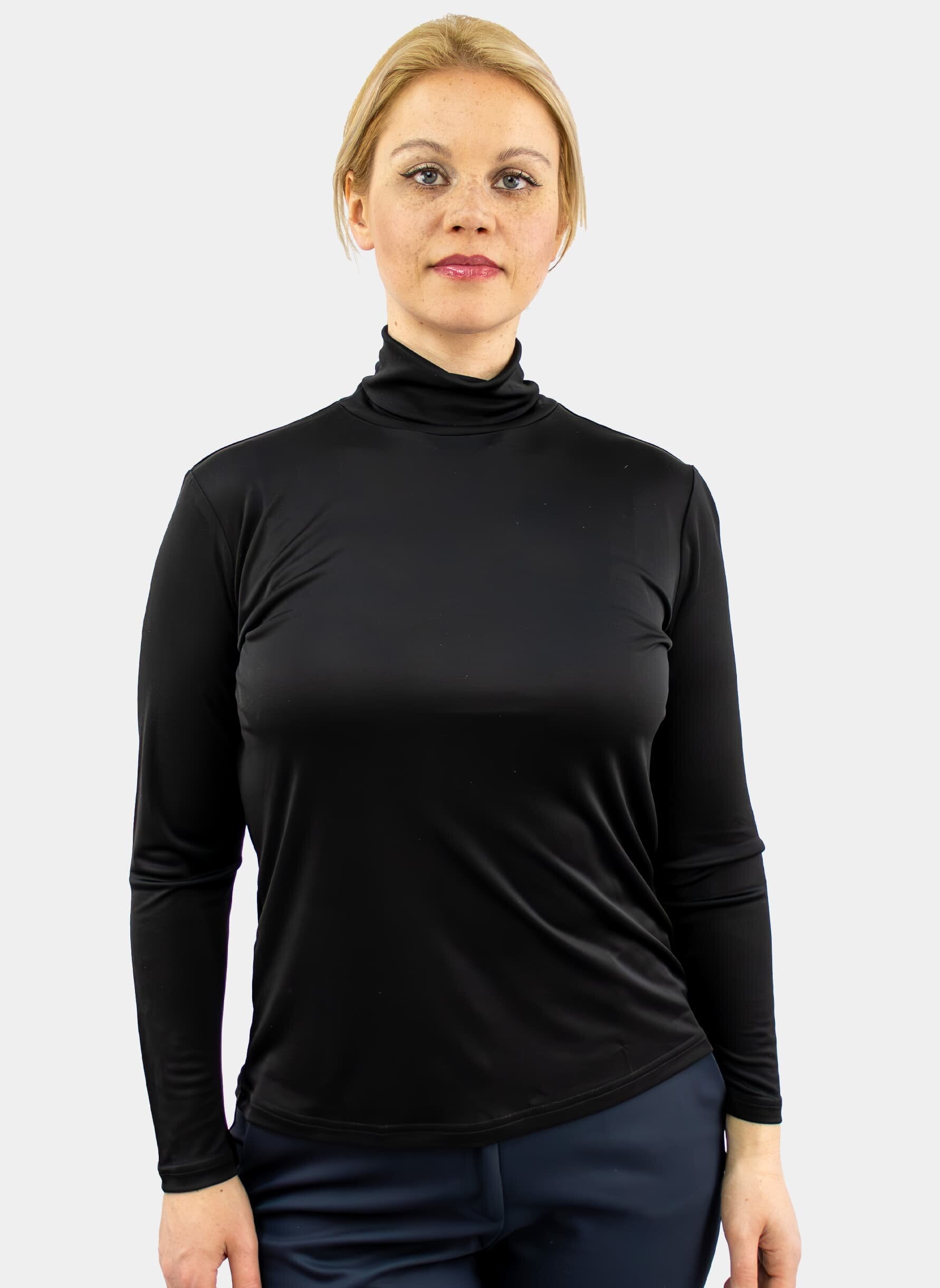 Women's long sleeve polo shirt, Black
