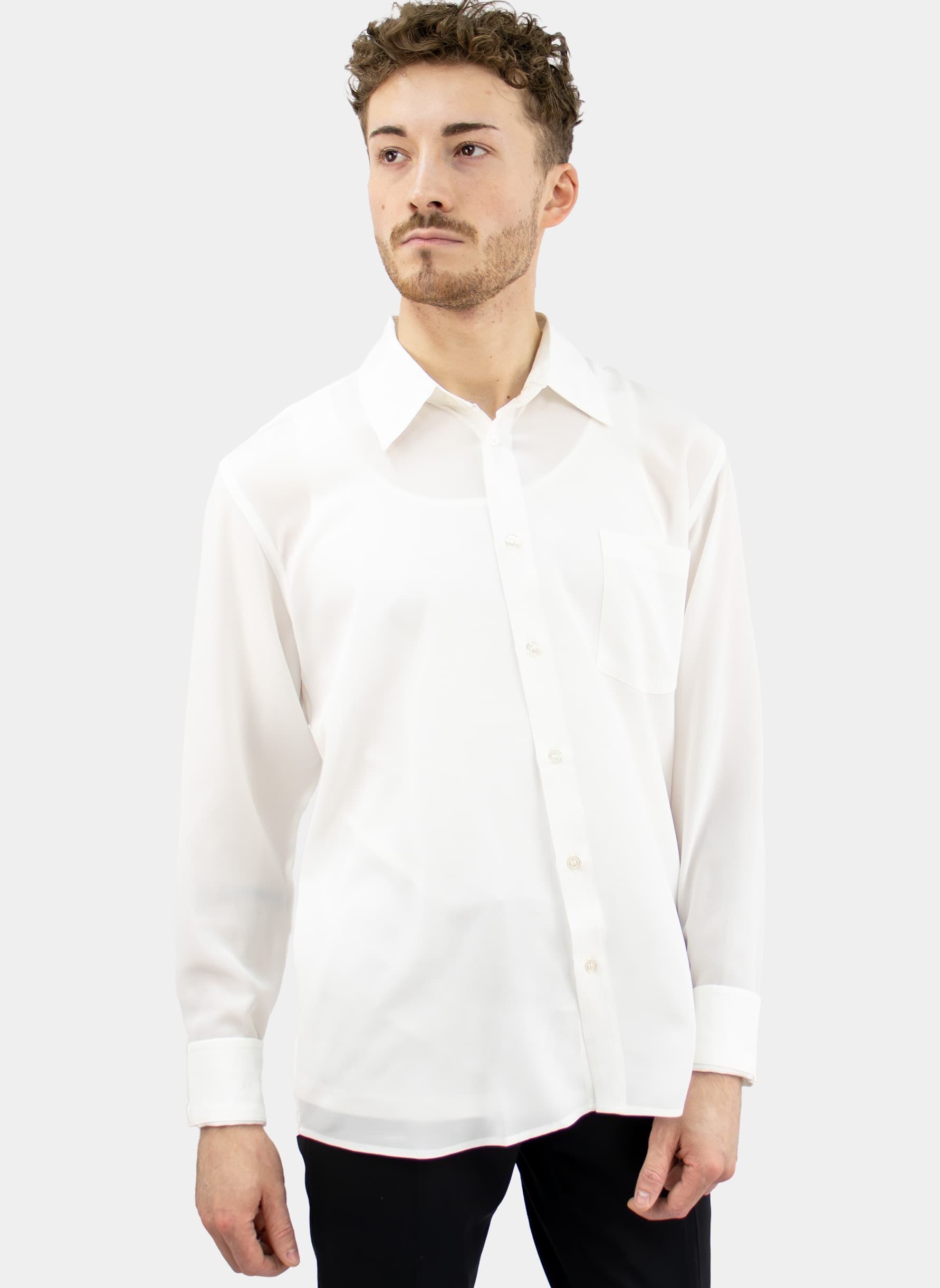 Men's silk shirt long sleeve white
