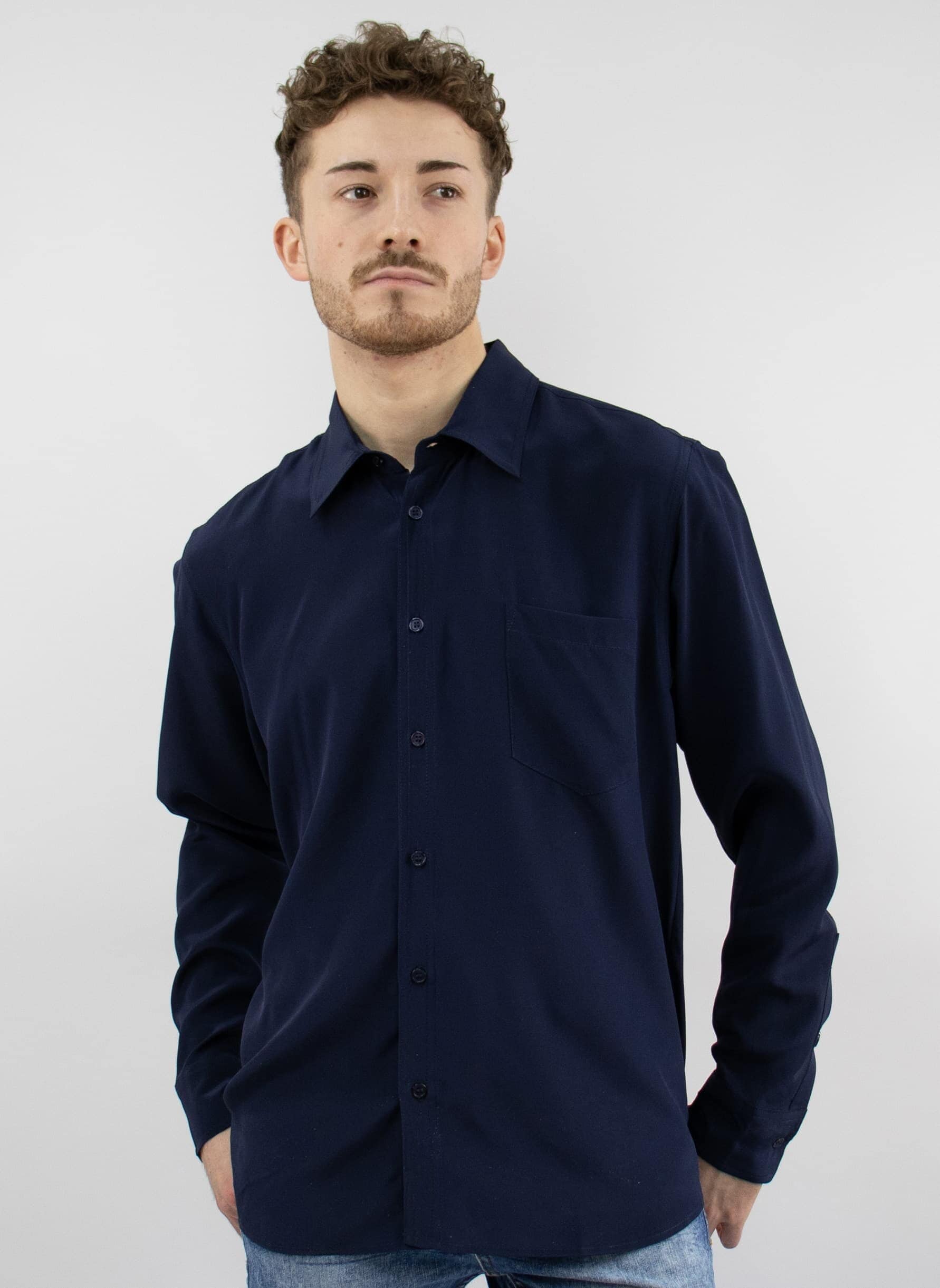 Men's silk shirt long sleeve