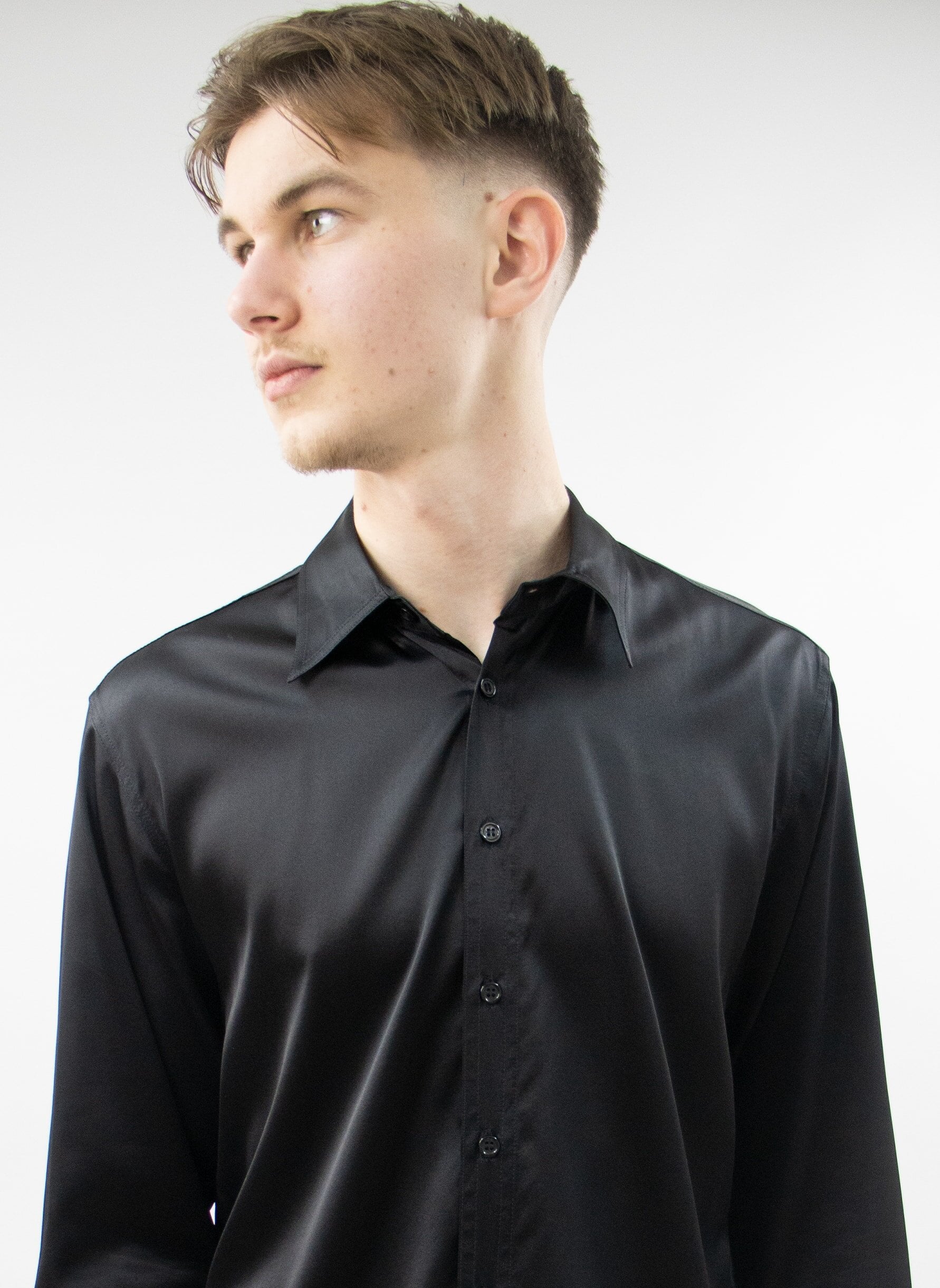 Silk Shirt Long Sleeve, Black