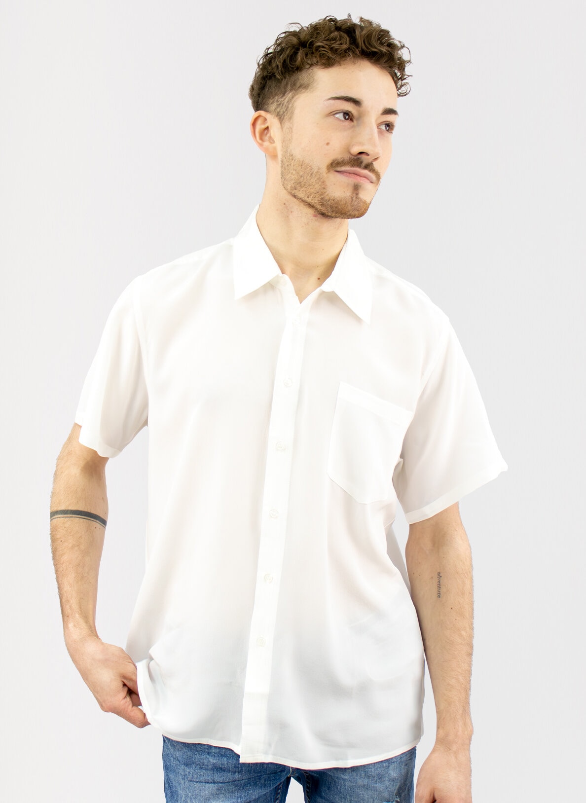 Men's silk shirt white