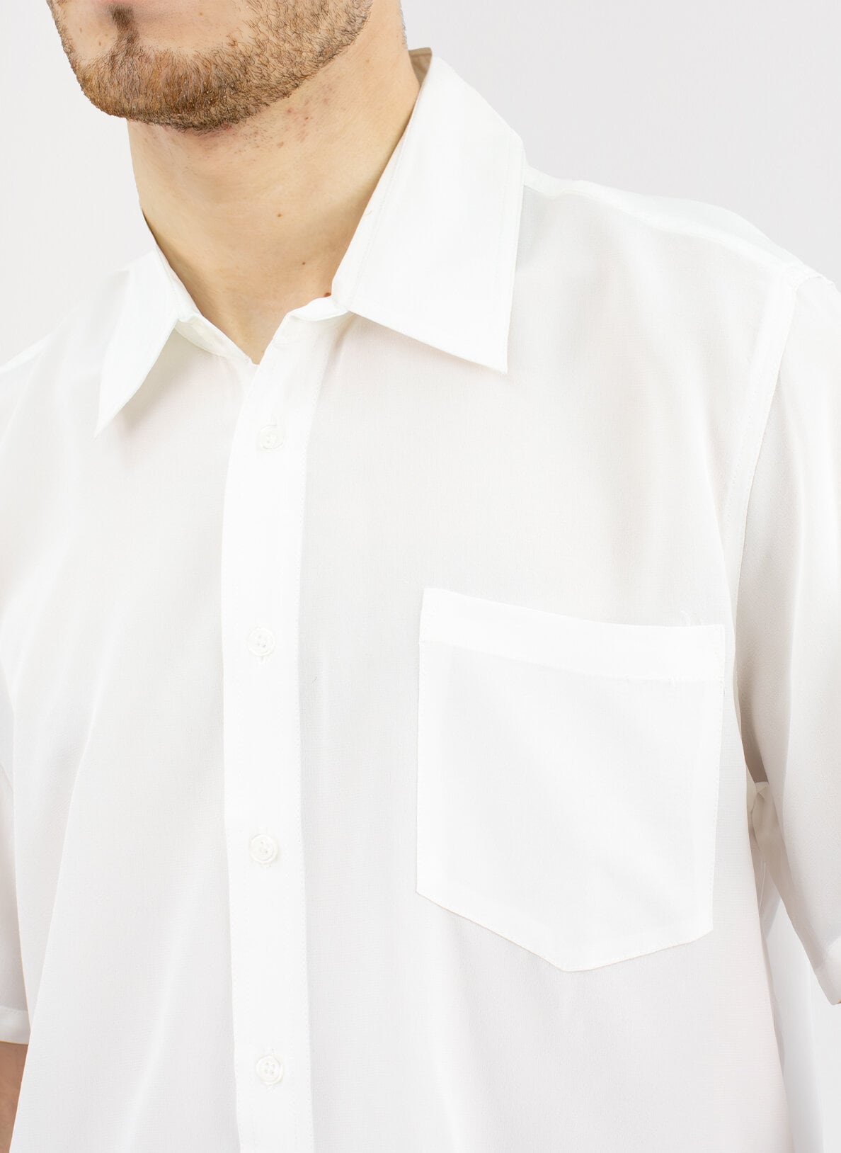 Men's Silk Shirt, Short Sleeve, White