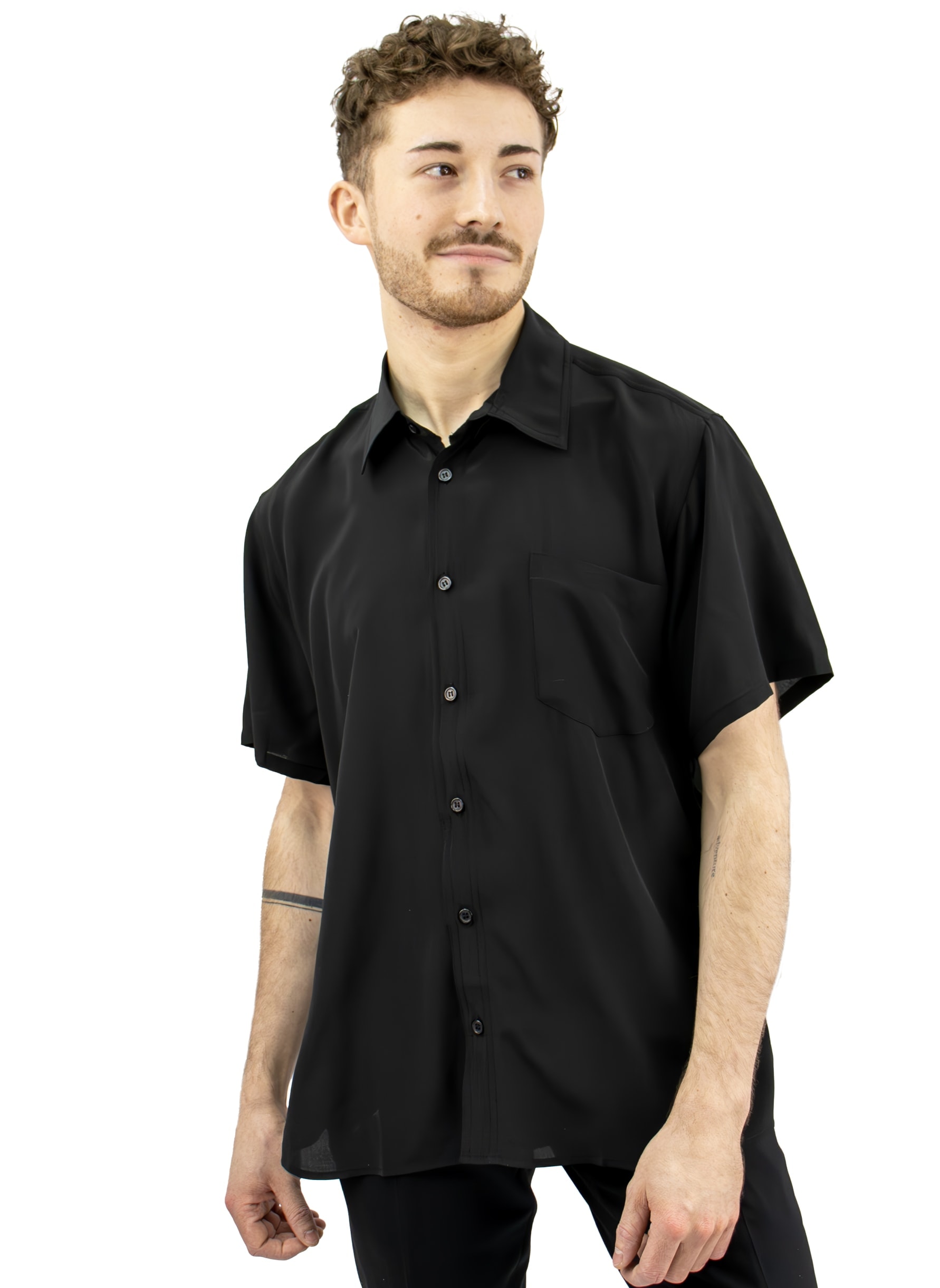 Mens Black Silk Shirt Short Sleeve Online | bellvalefarms.com