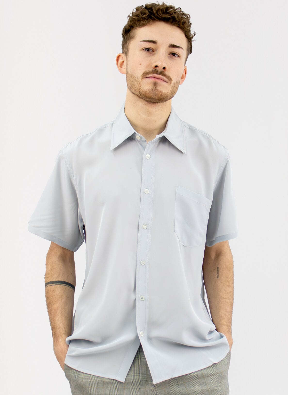 Men's silk shirt grey