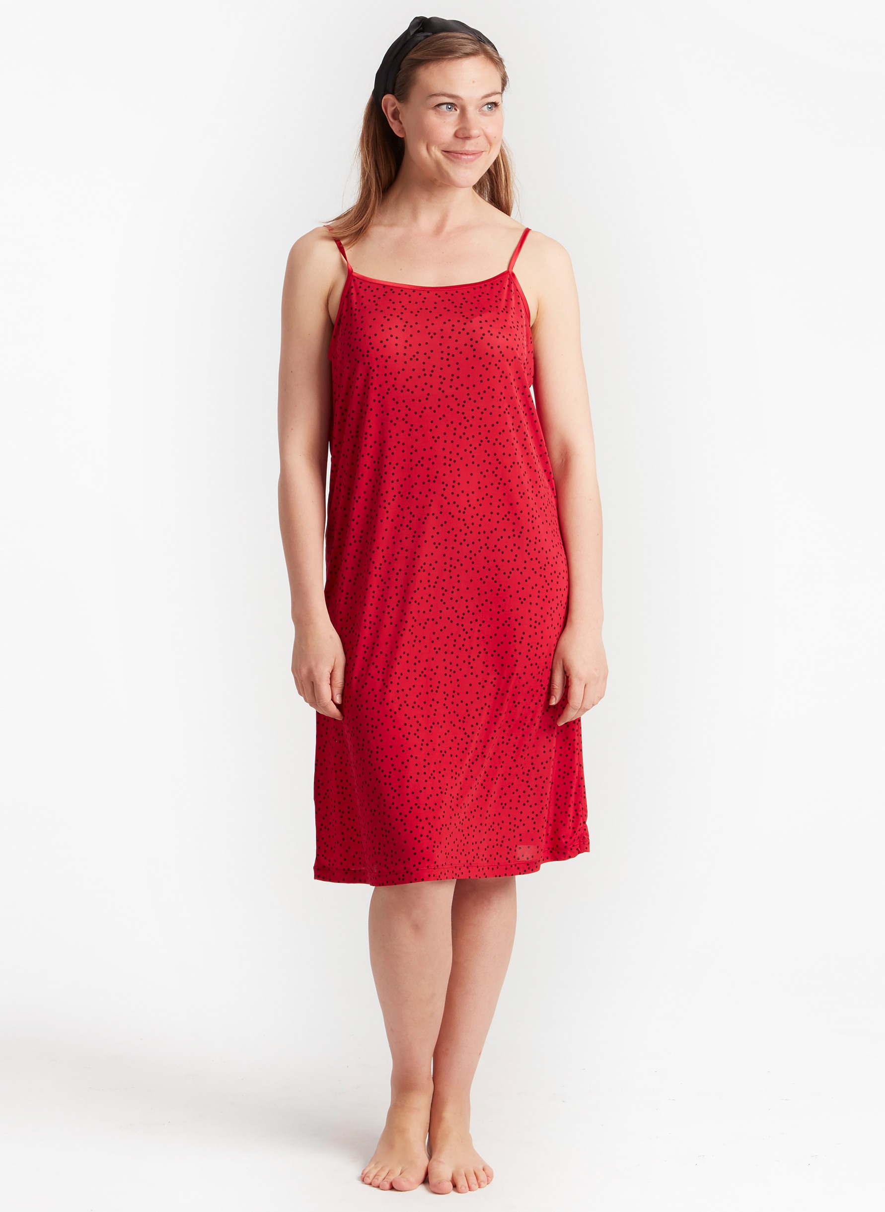 Silk nightdress red dotted