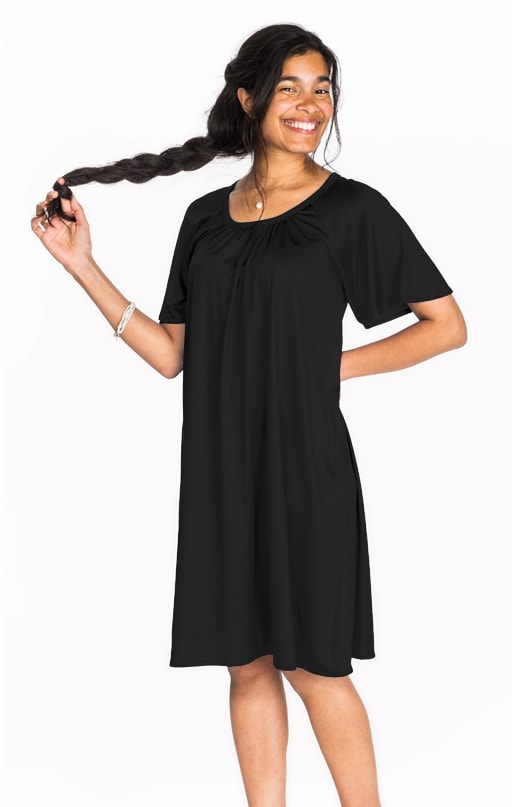 Flared nightdress, Black Twisted