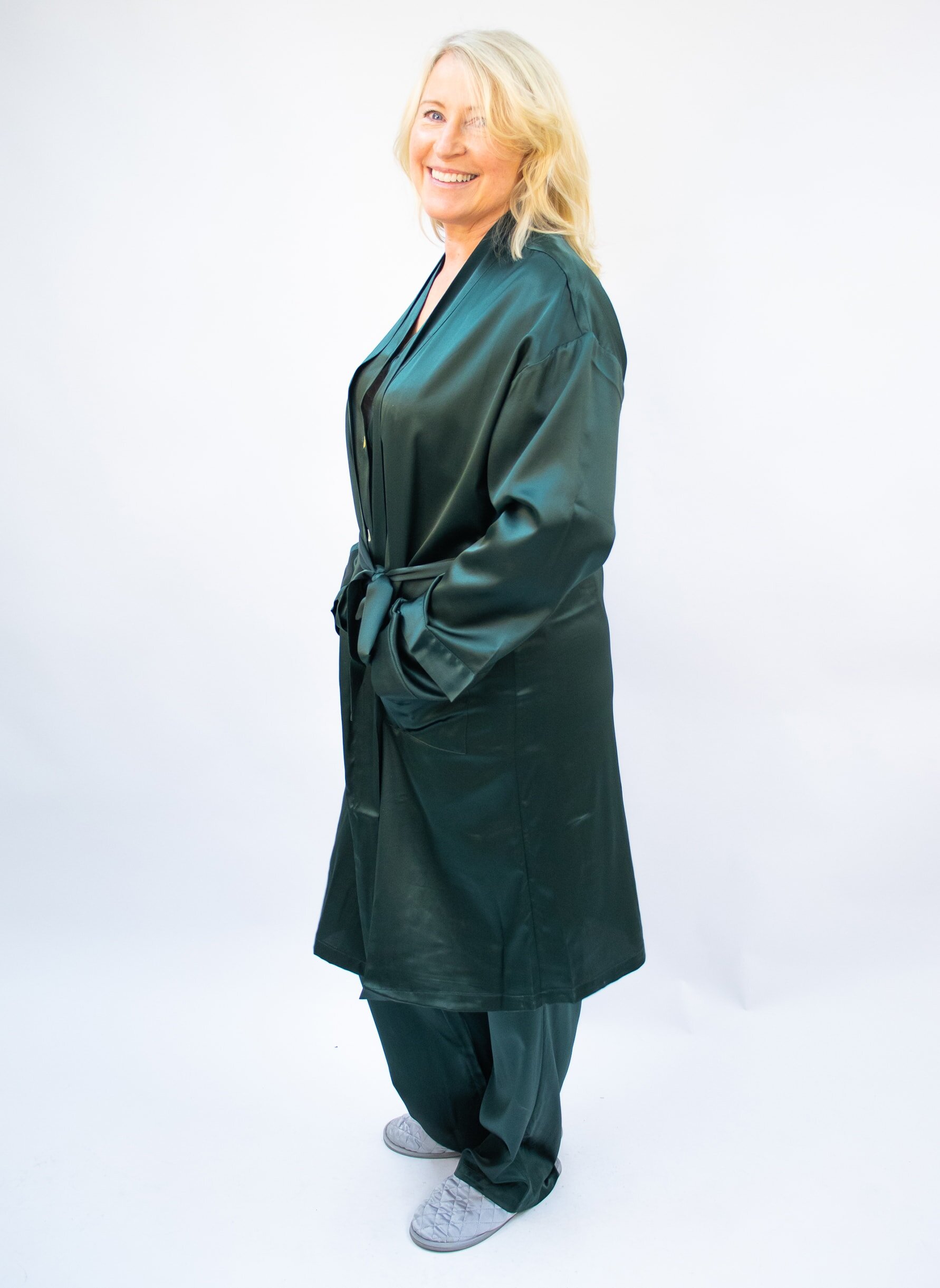 Unisex Silk Satin Robe GreenSidensatin
