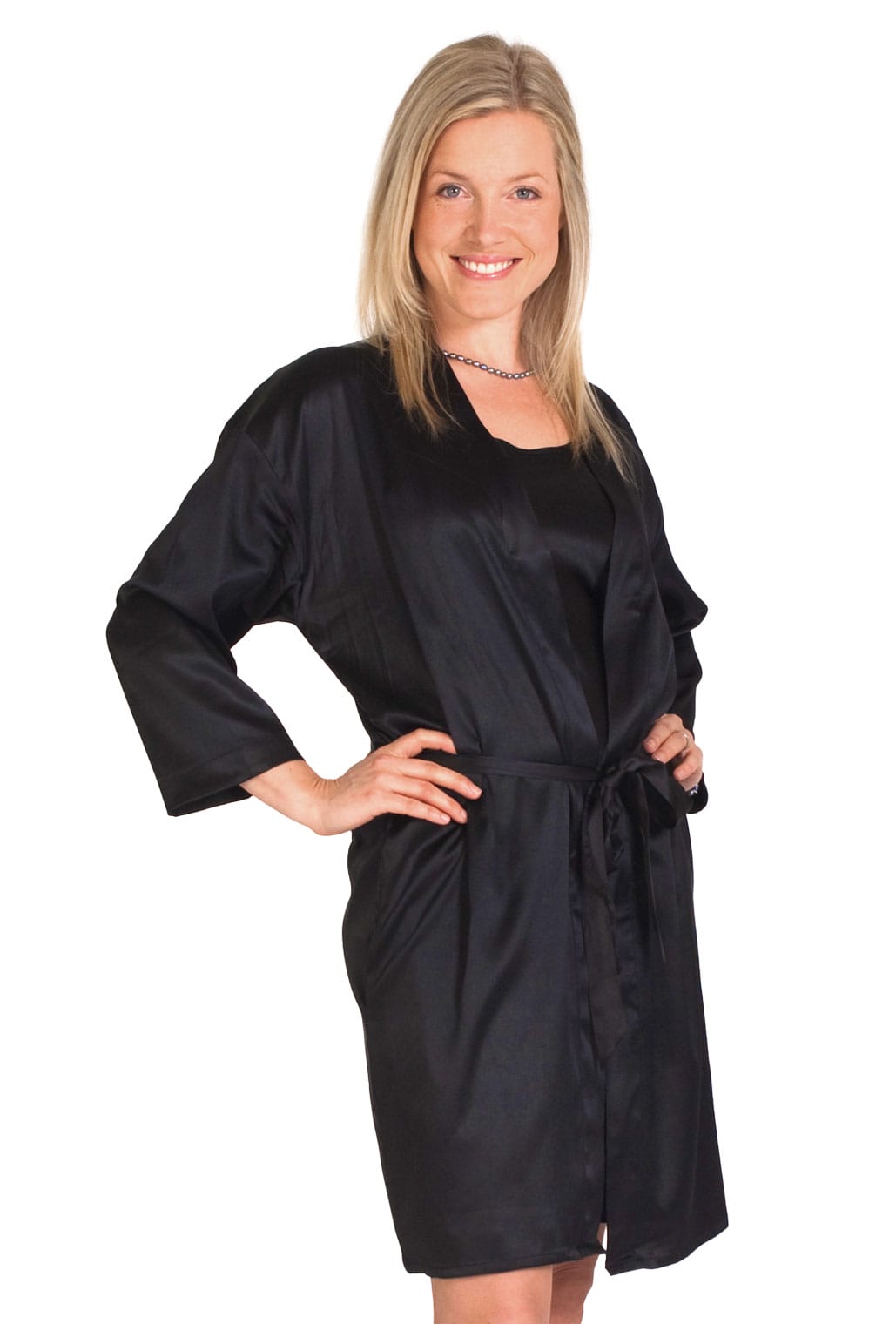 Satin Silk Robe, Black