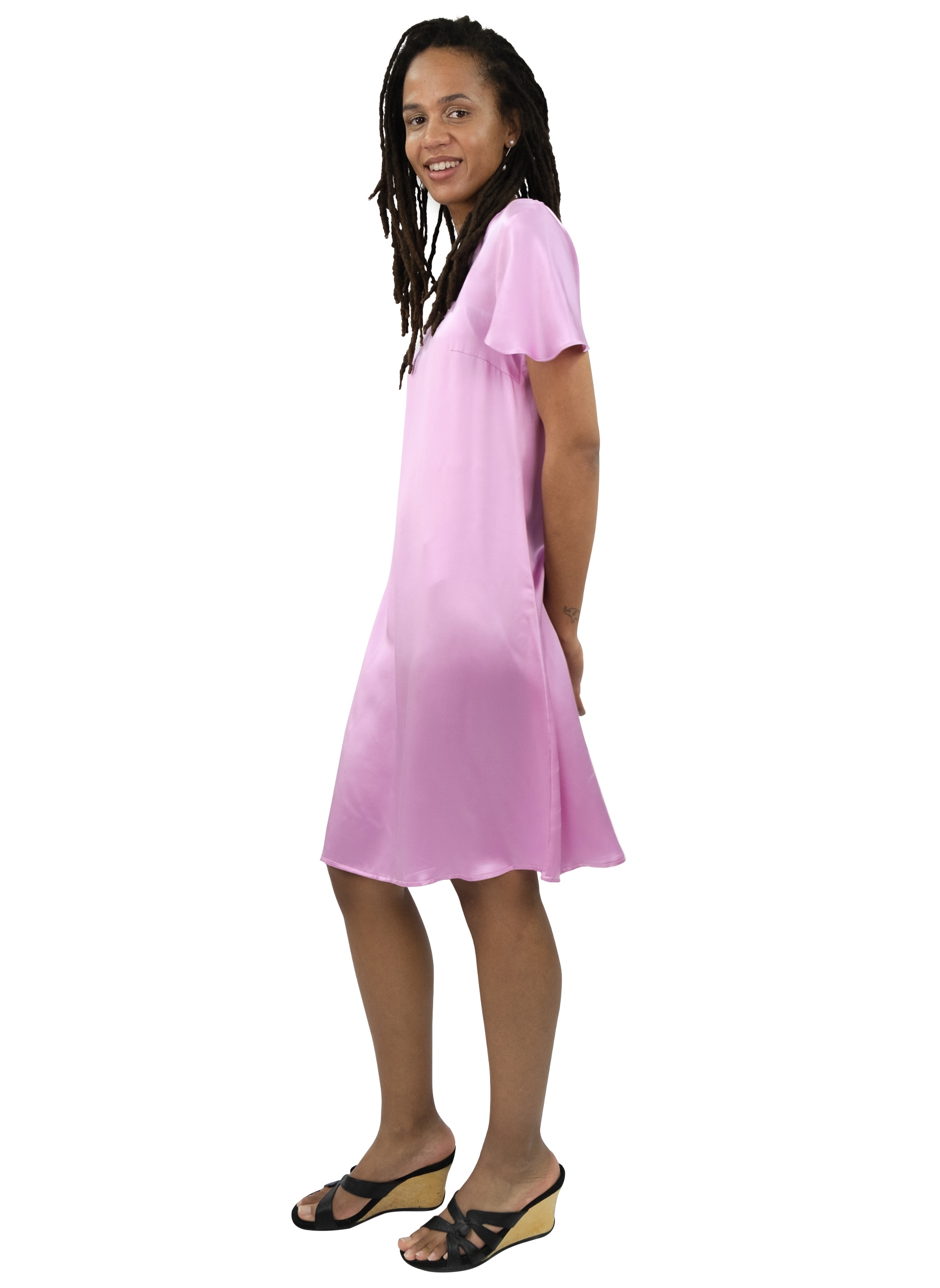 Open Short Sleeve Dress, Pink