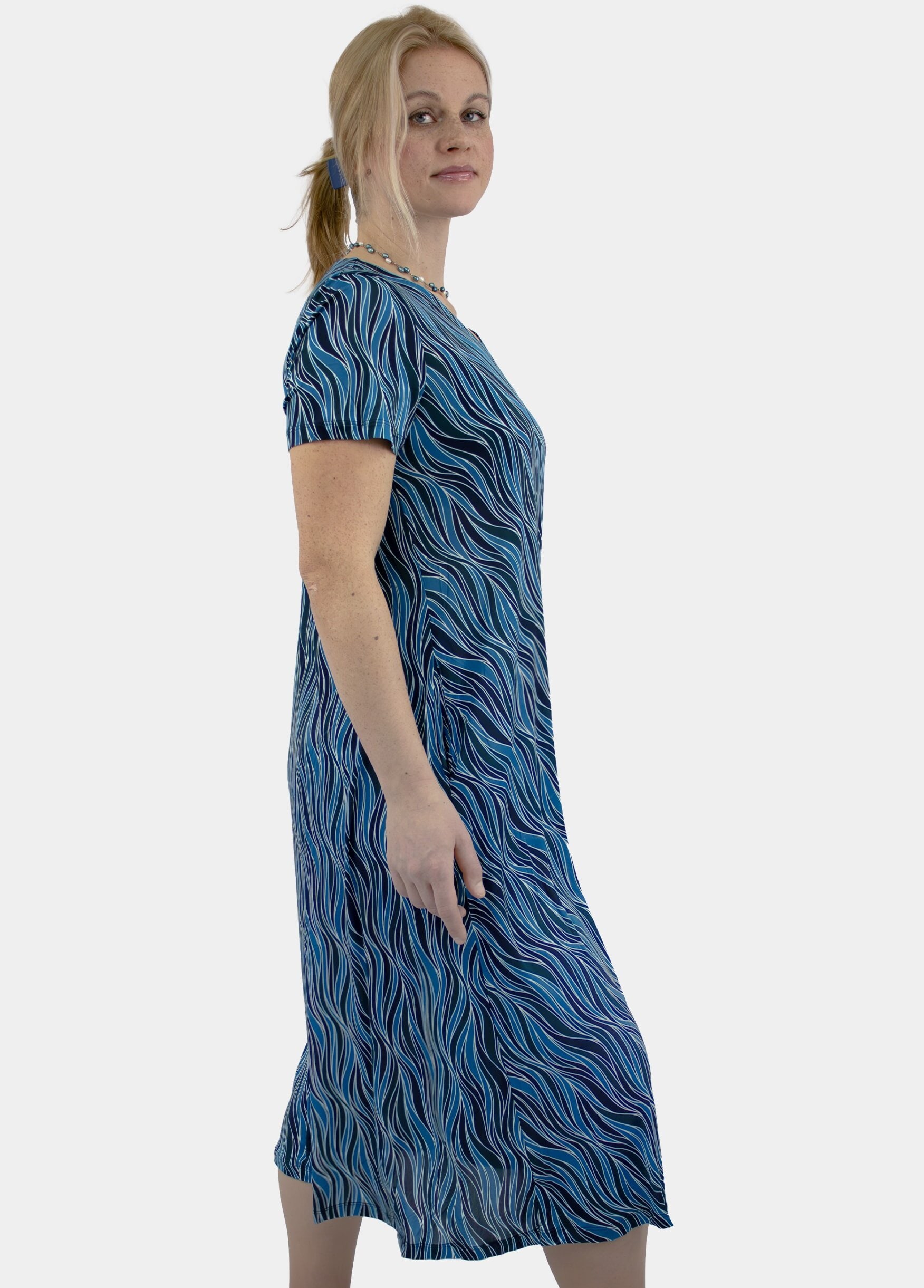 Long Silk Dress, Sea Blue