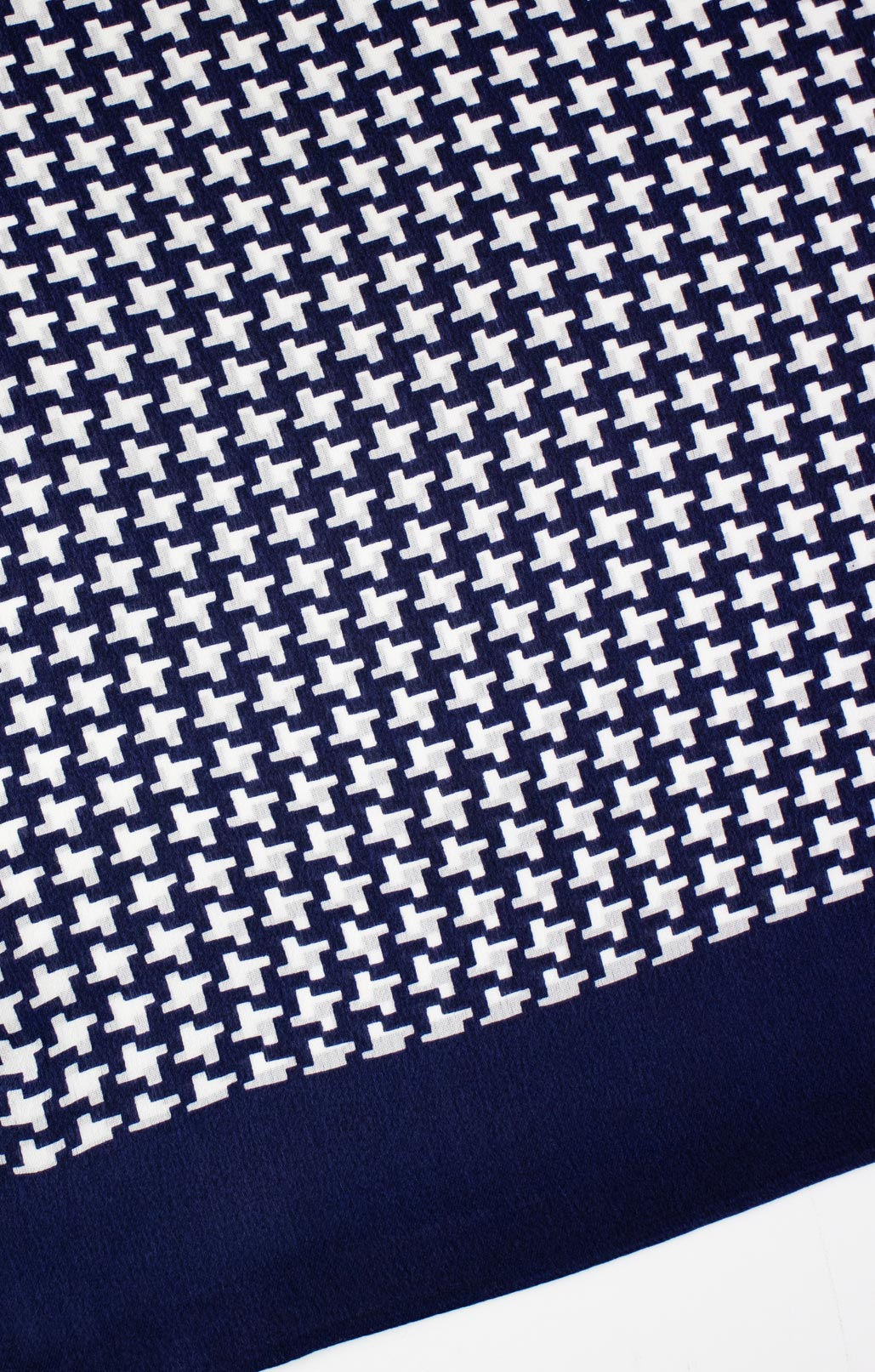 Double-Sided Silk Scarf, Navy Blue Patterned