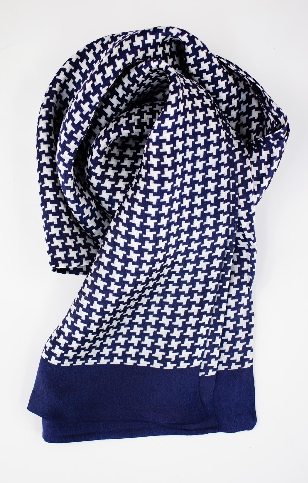 Silk scarf blue patterned