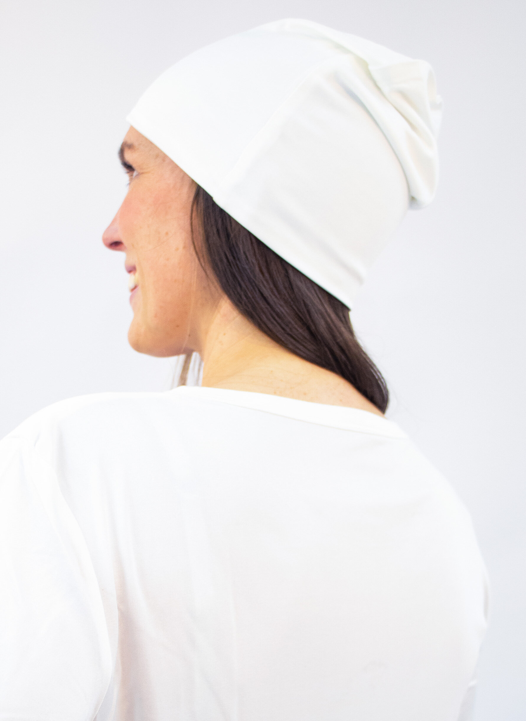 silk beanie white