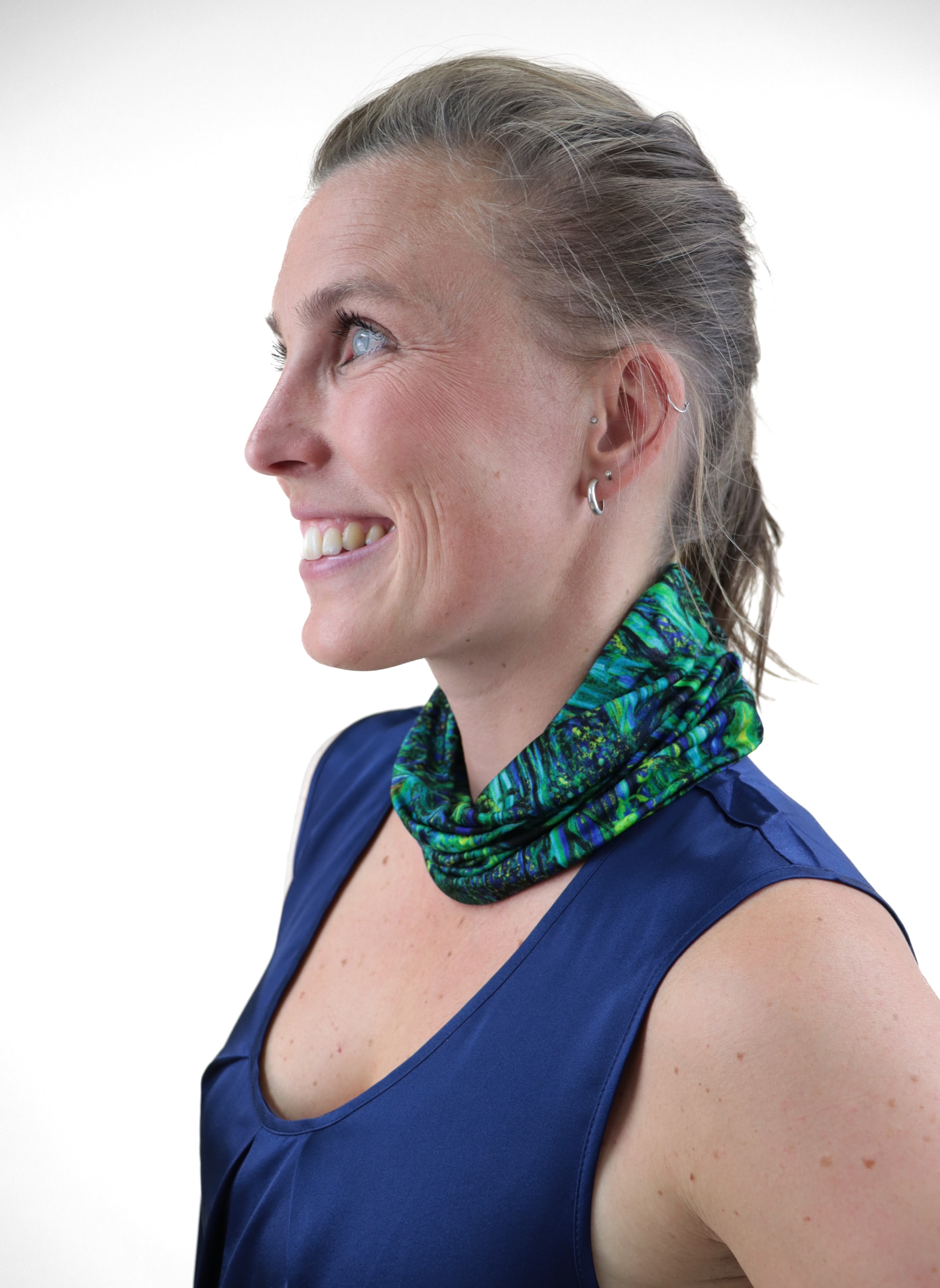 Multicollar Silk - Blue Patterned
