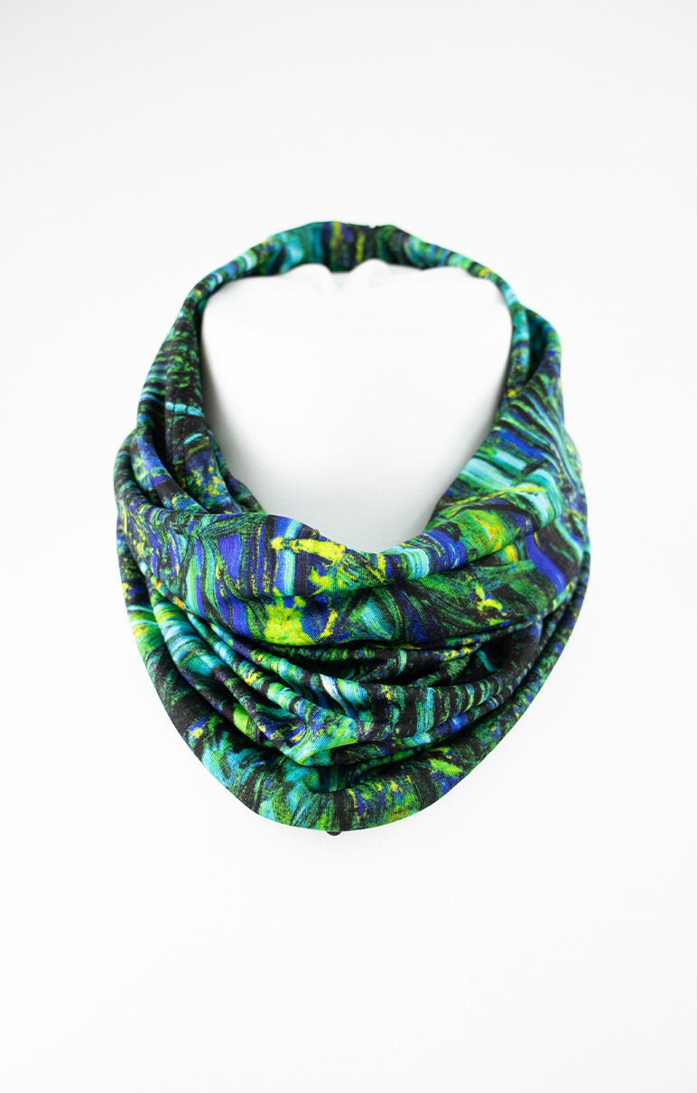 Multicollar Silk - Blue Patterned