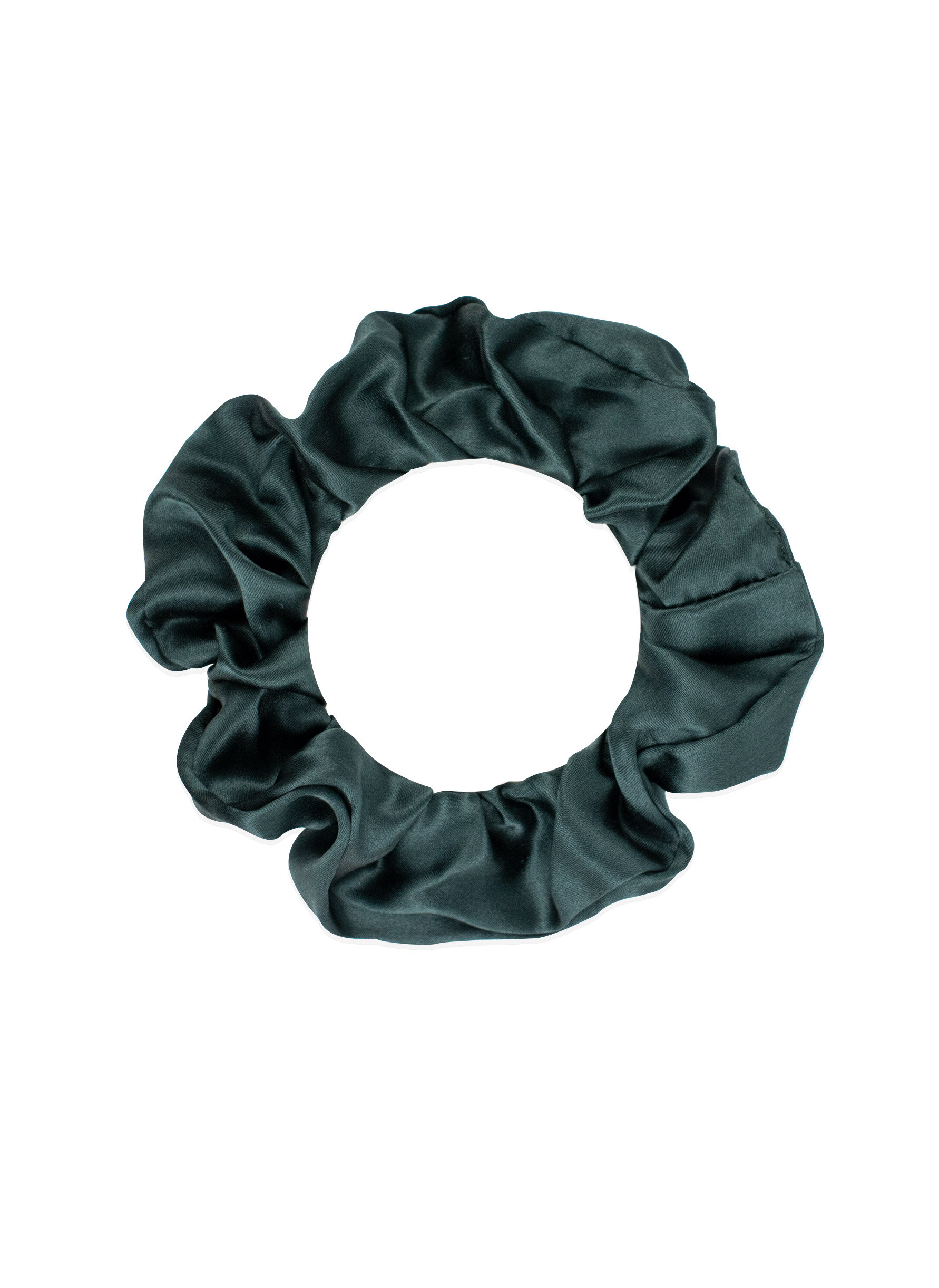 Forest green silk scrunchie