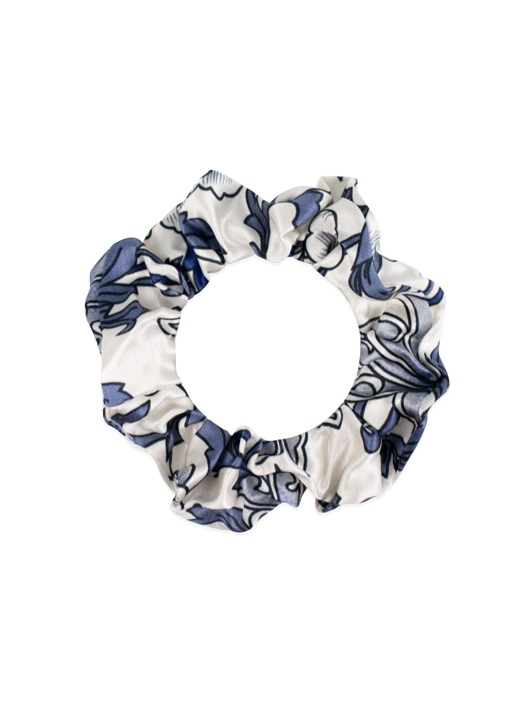 Patterned silk scrunchie