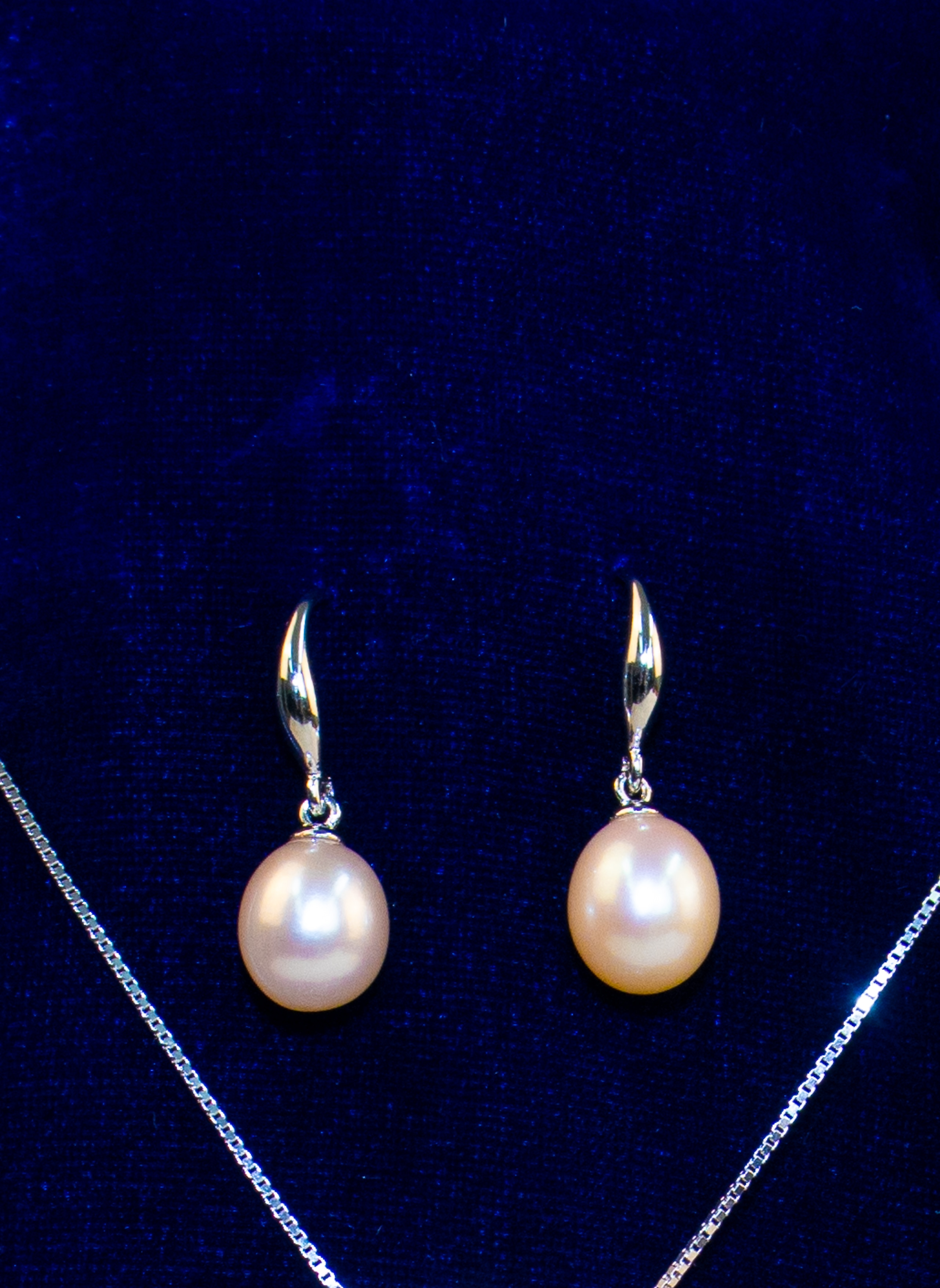 Earrings, Large Pearl Drops with Silver Hook, Pink