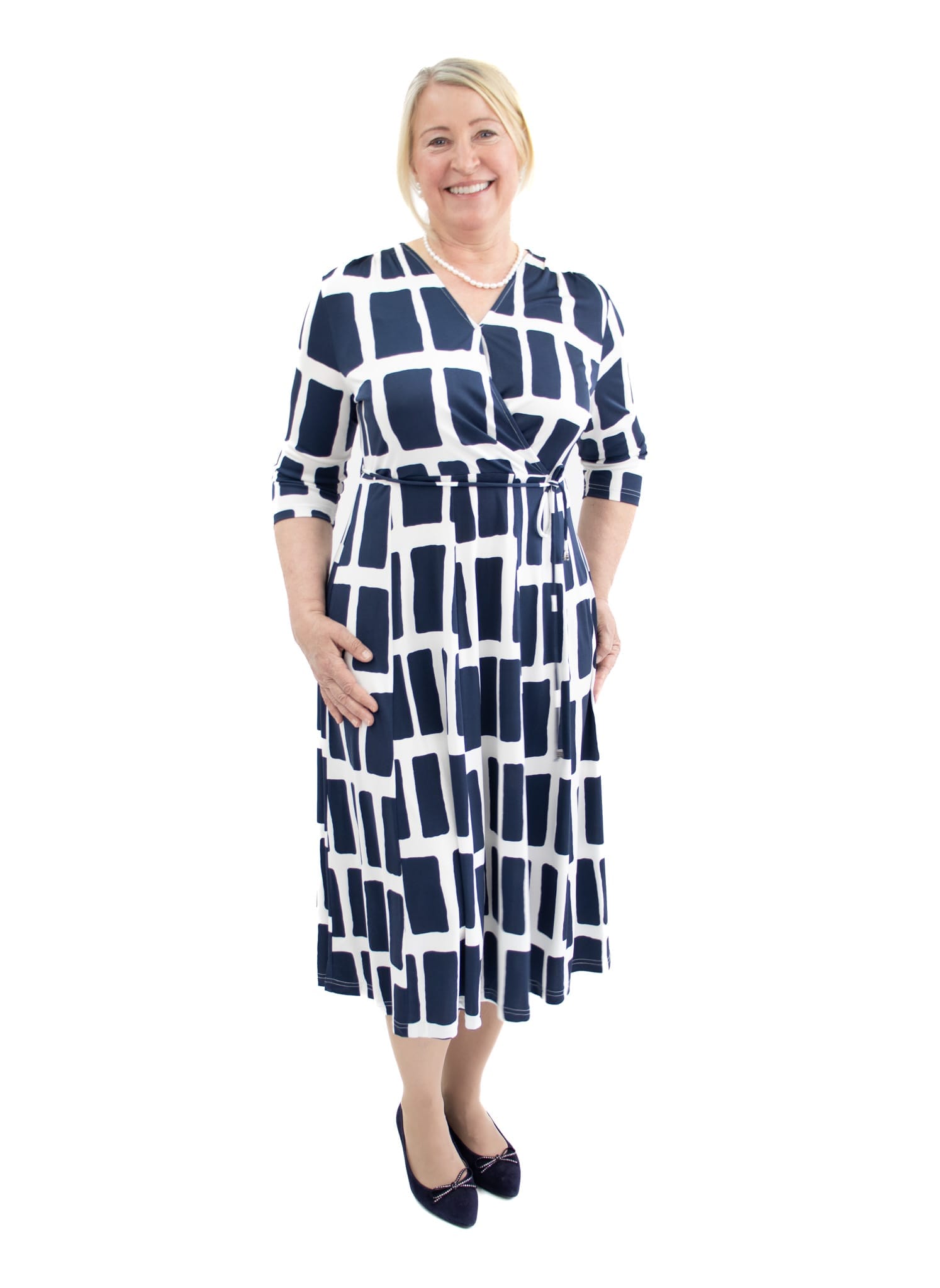 Silk Dress Wrap Navy/White 145