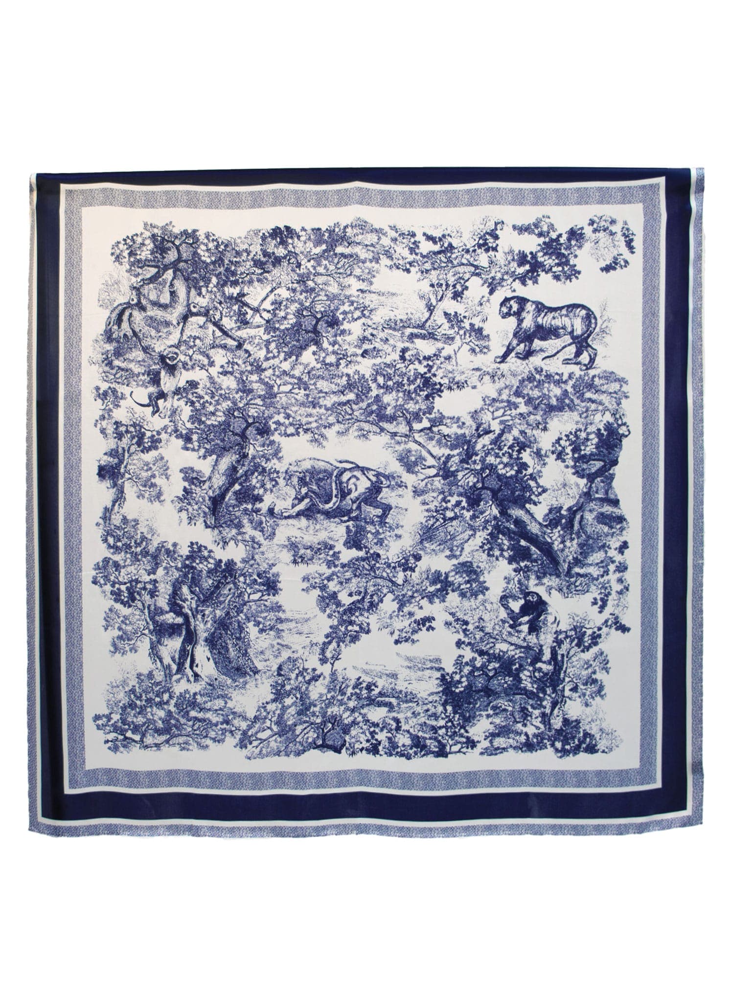 Silk Scarf Navy-whithe