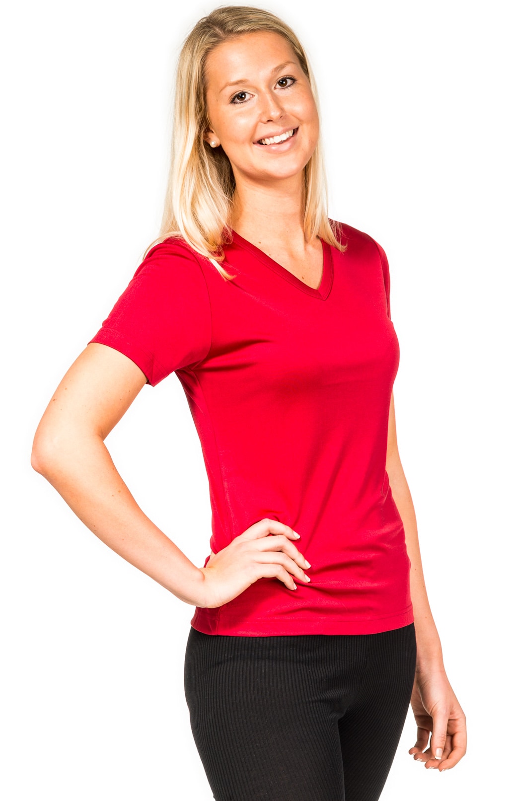 Silk t-shirt v-neck red