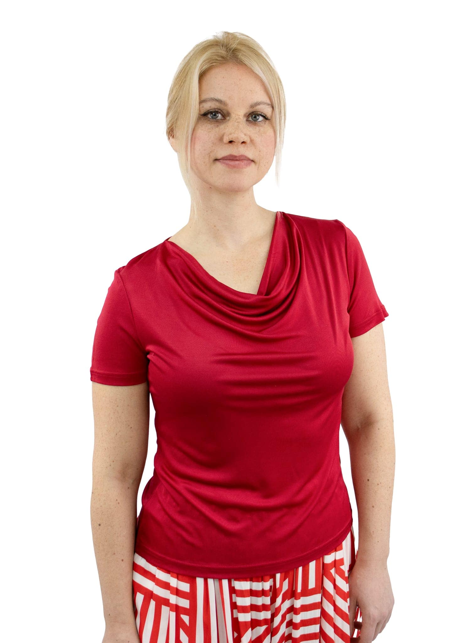 Draped Silk Top, Ruby