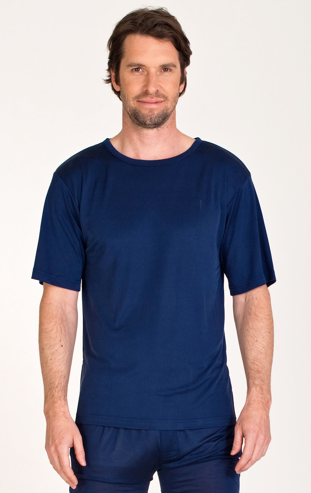 Silk t-shirt navy blue