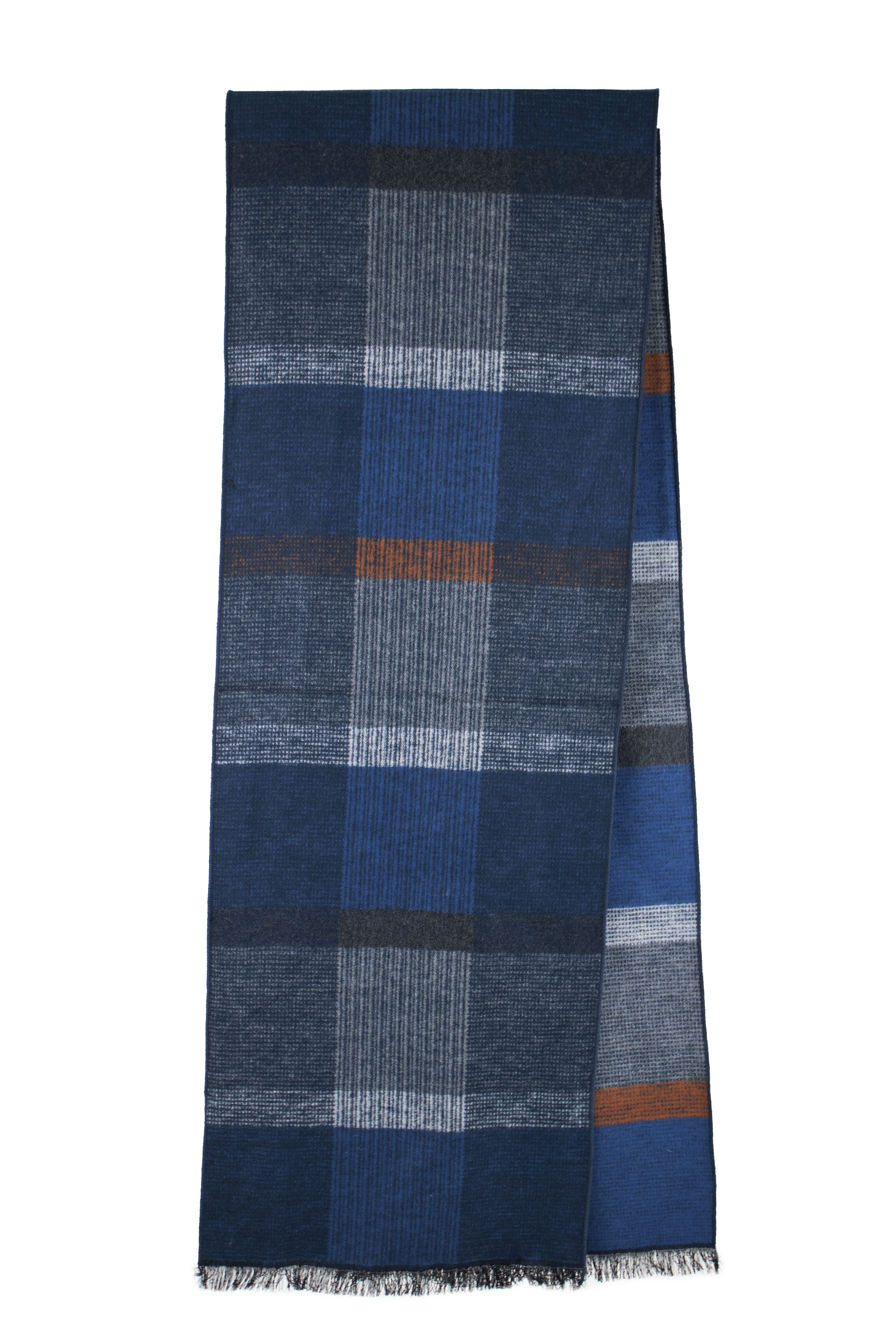 Silk-Flannel Scarf, Blue-Green striped