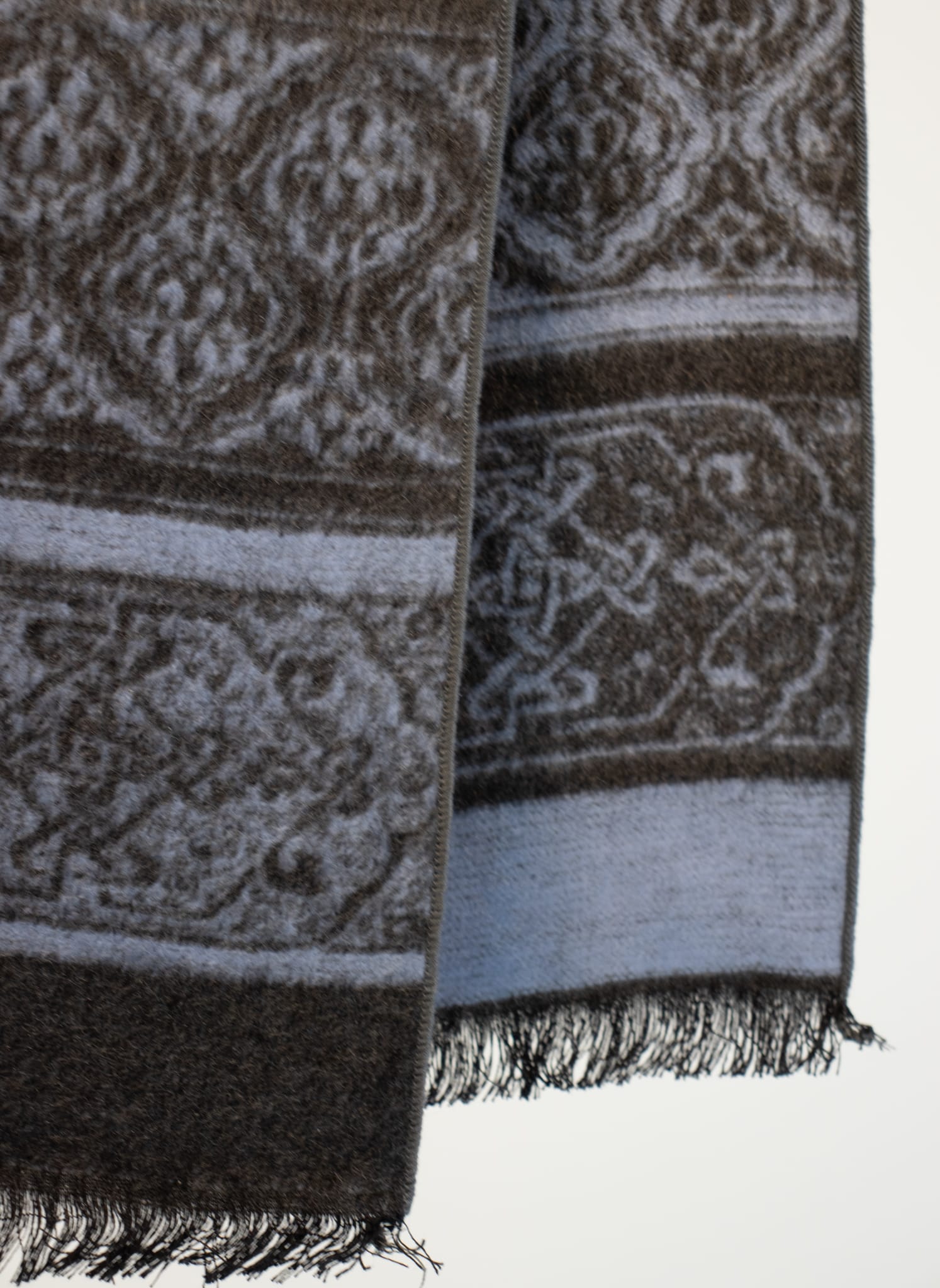 Silk Flannel Scarf Blue Grey