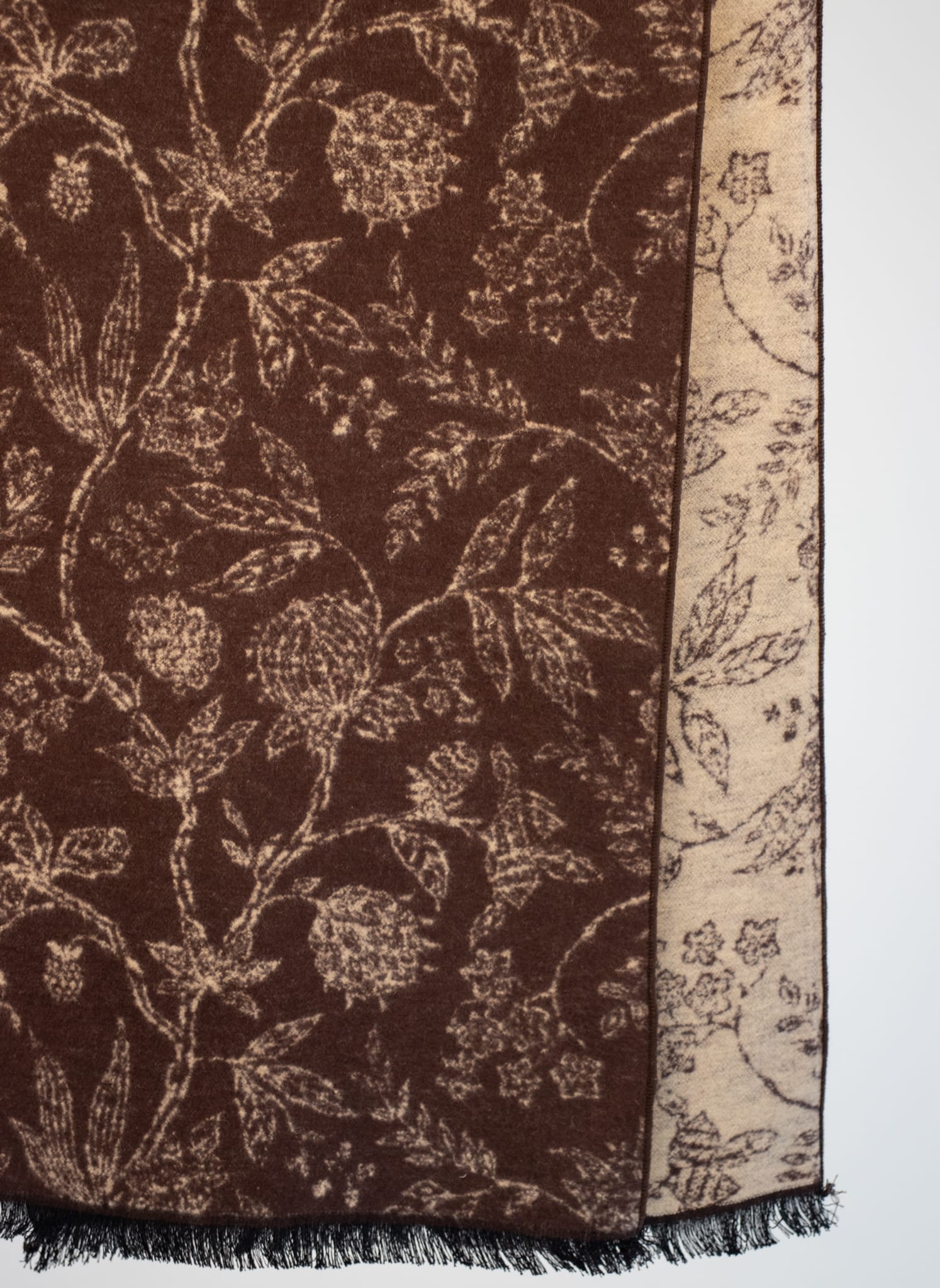 Silk Flannel Scarf, Mocca Flower
