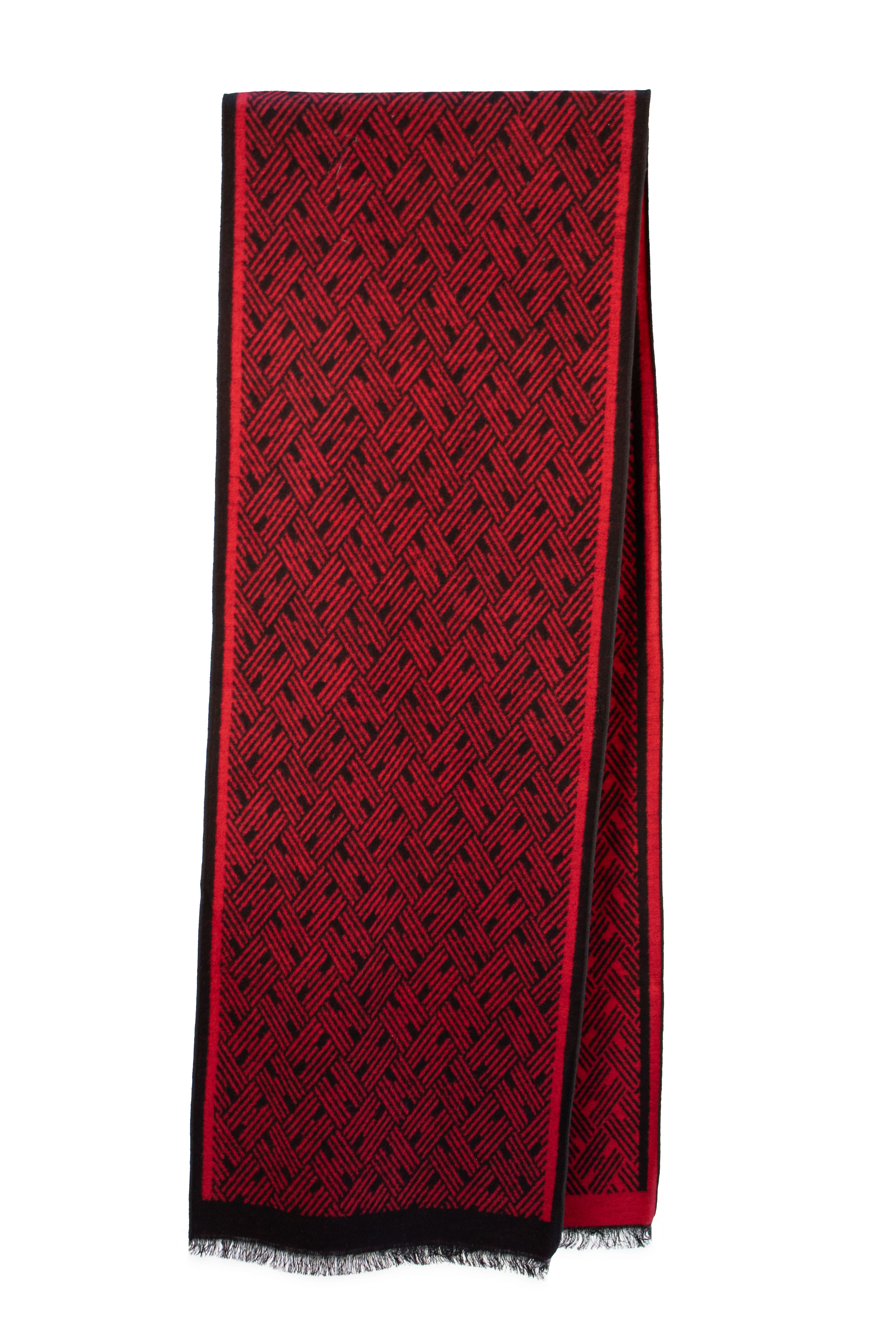Silk-Flannel Scarf, Red braid pattern