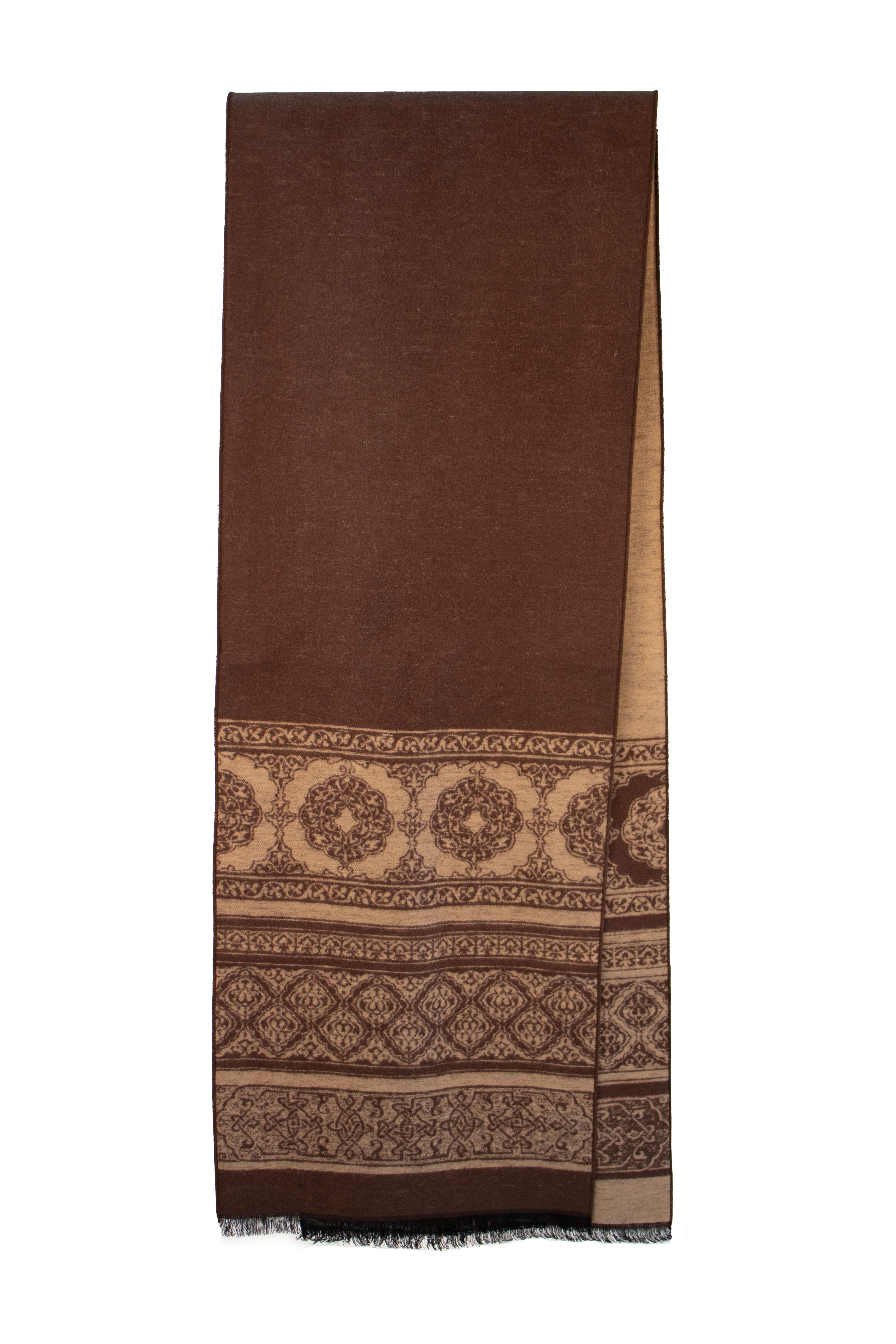 Silk-Flannel Scarf, Mocca-Beige