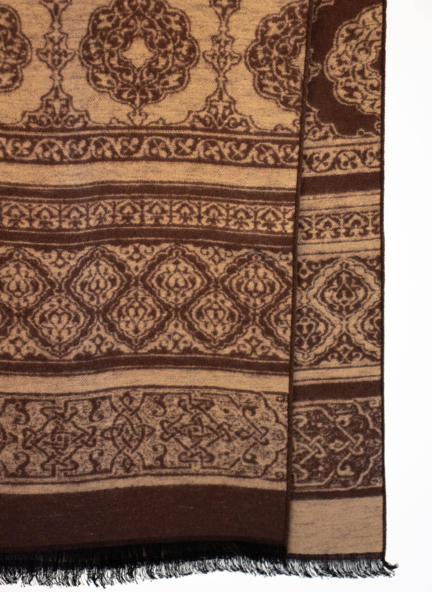 Silk-Flannel Scarf, Mocca-Beige