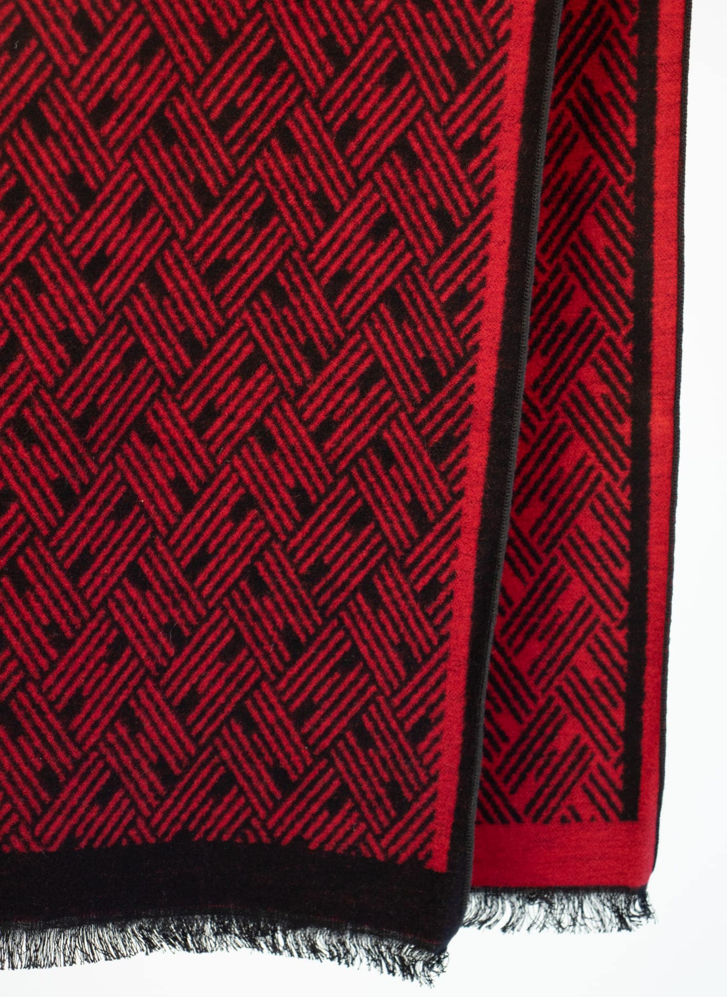 Silk-Flannel Scarf, Red braid pattern
