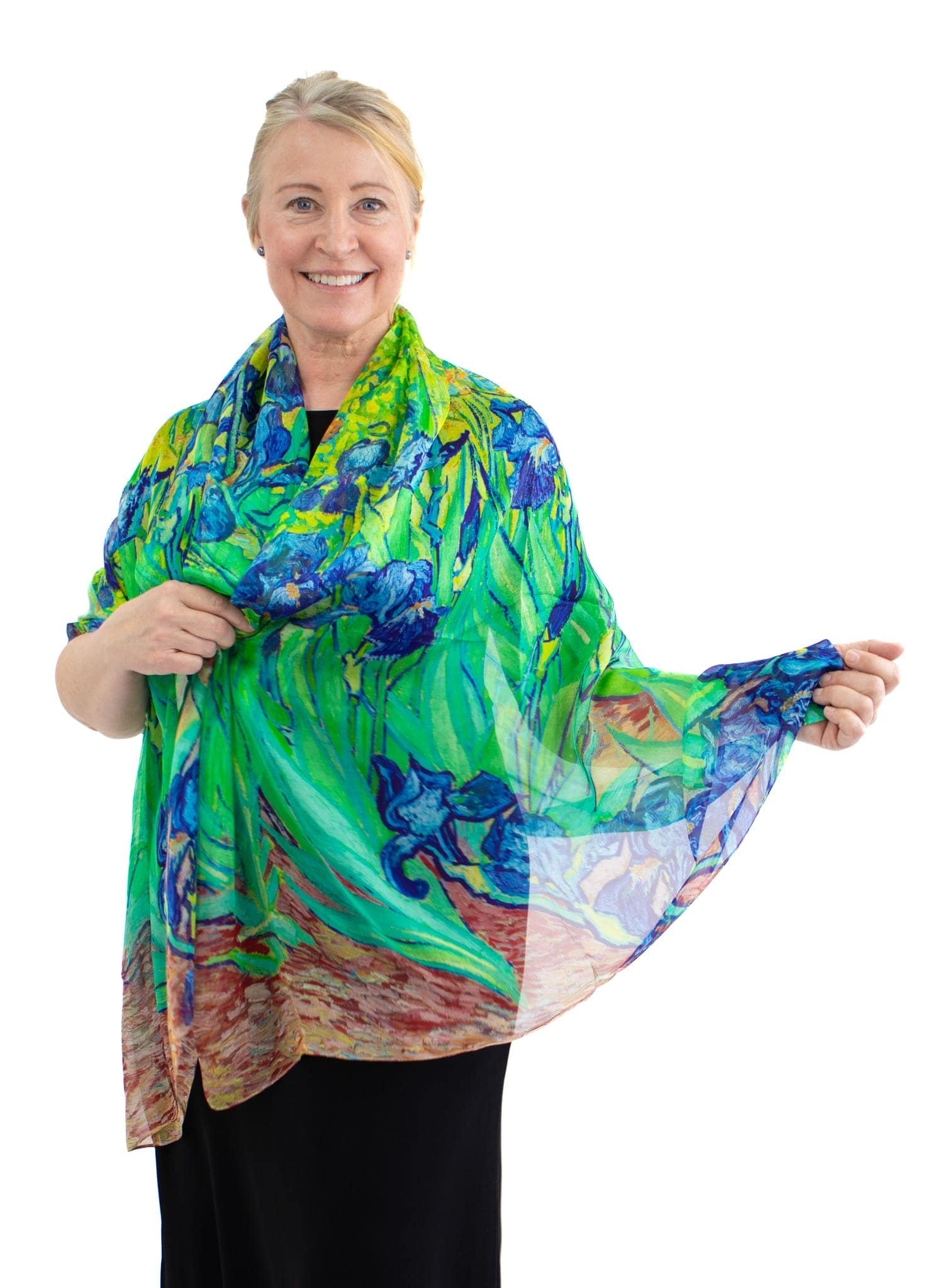 Silk Shawl, Chiffon - Iris