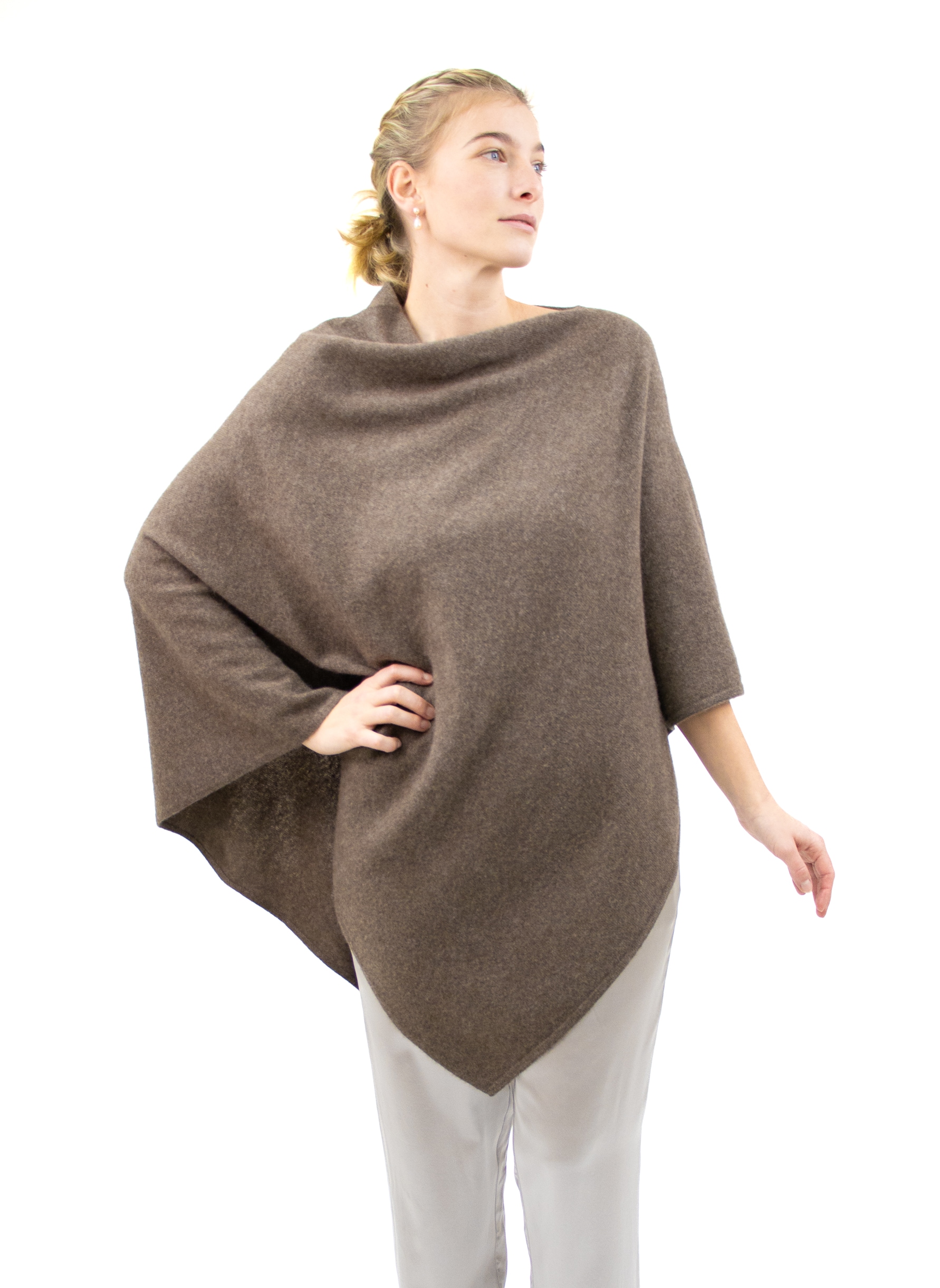 Wool Poncho, Mocca