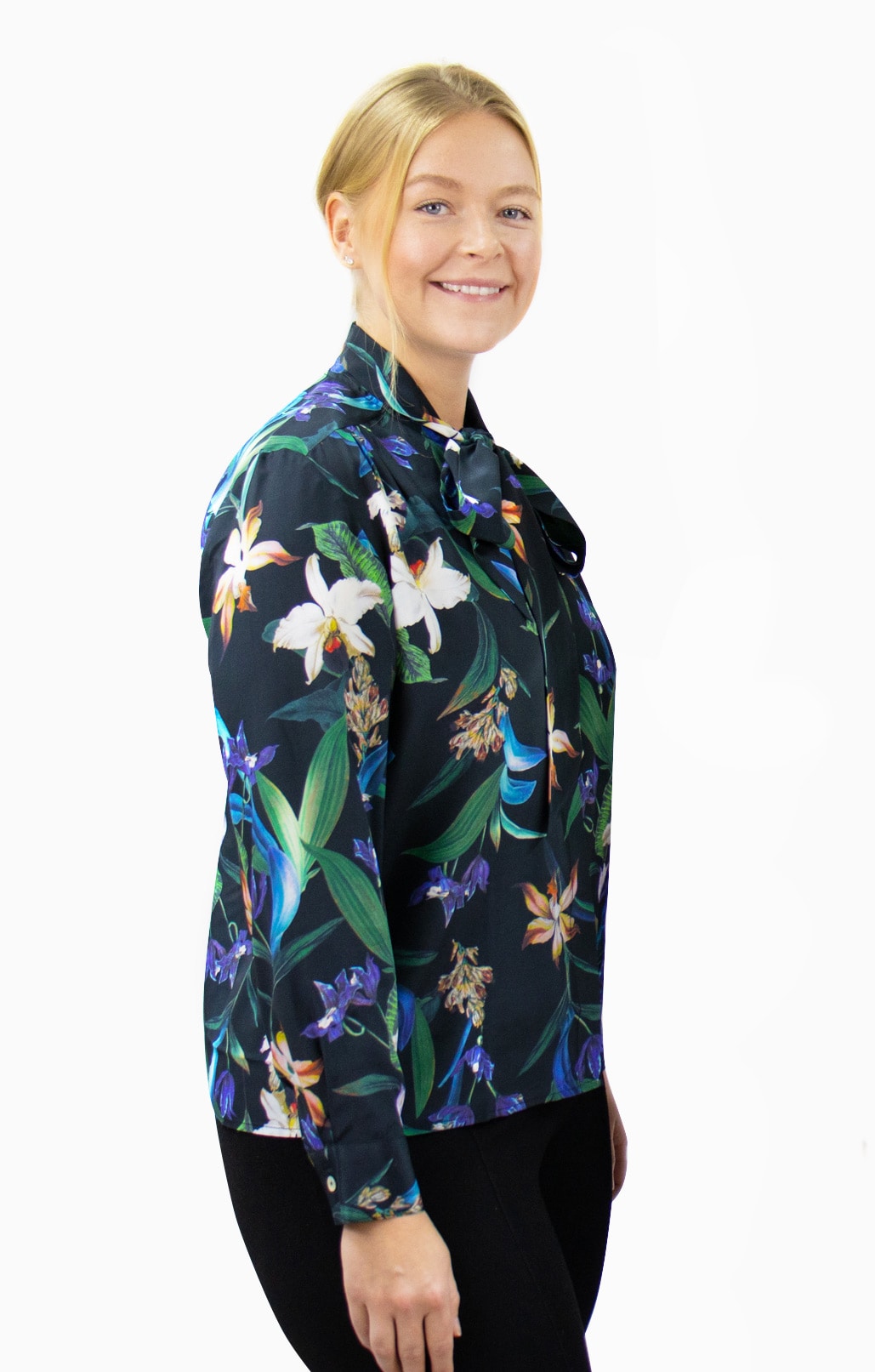 Silk satin blouse flowers