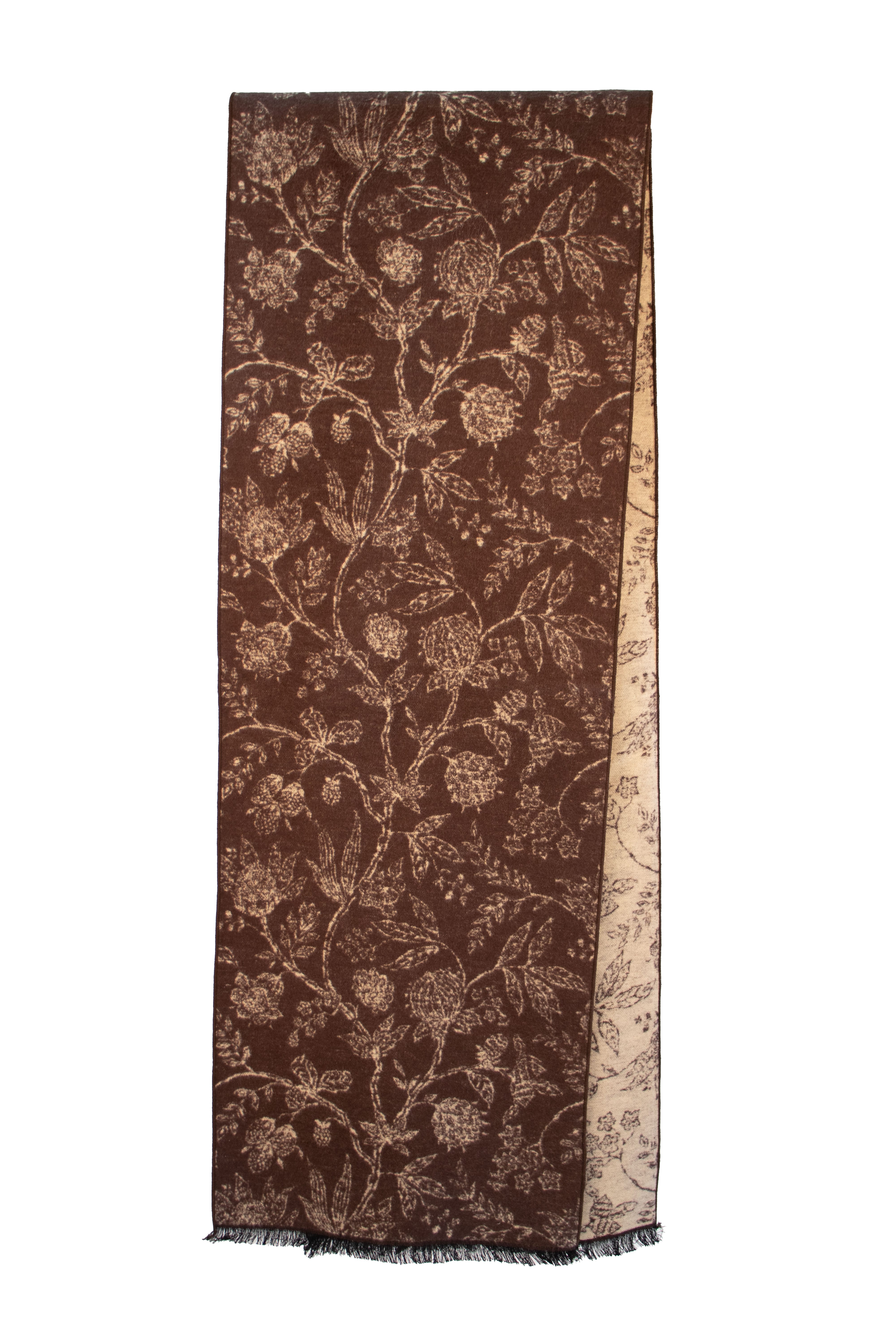Silk Flannel Scarf, Mocca Flower