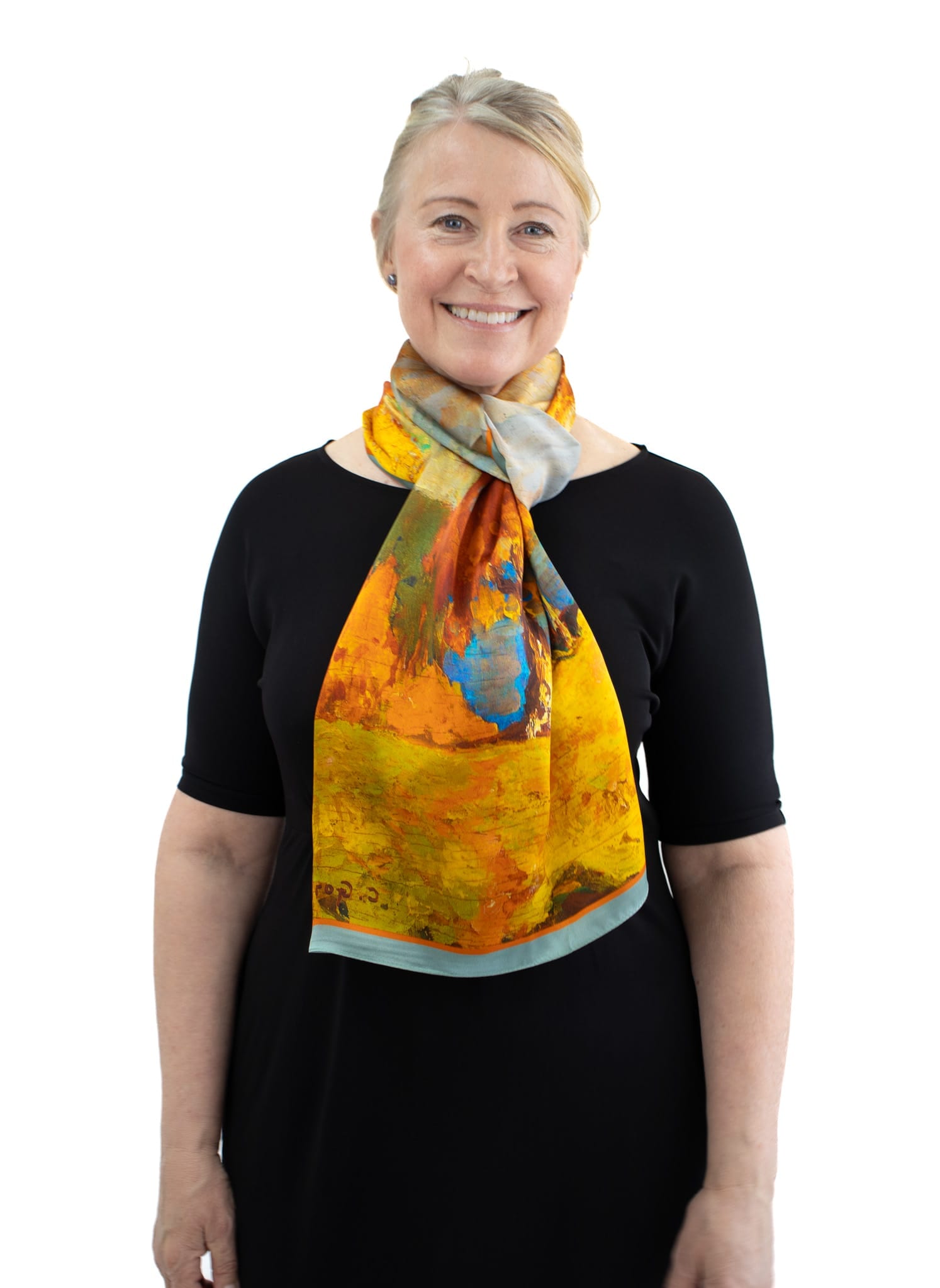 Silk Scarf Red-Cerise Flower
