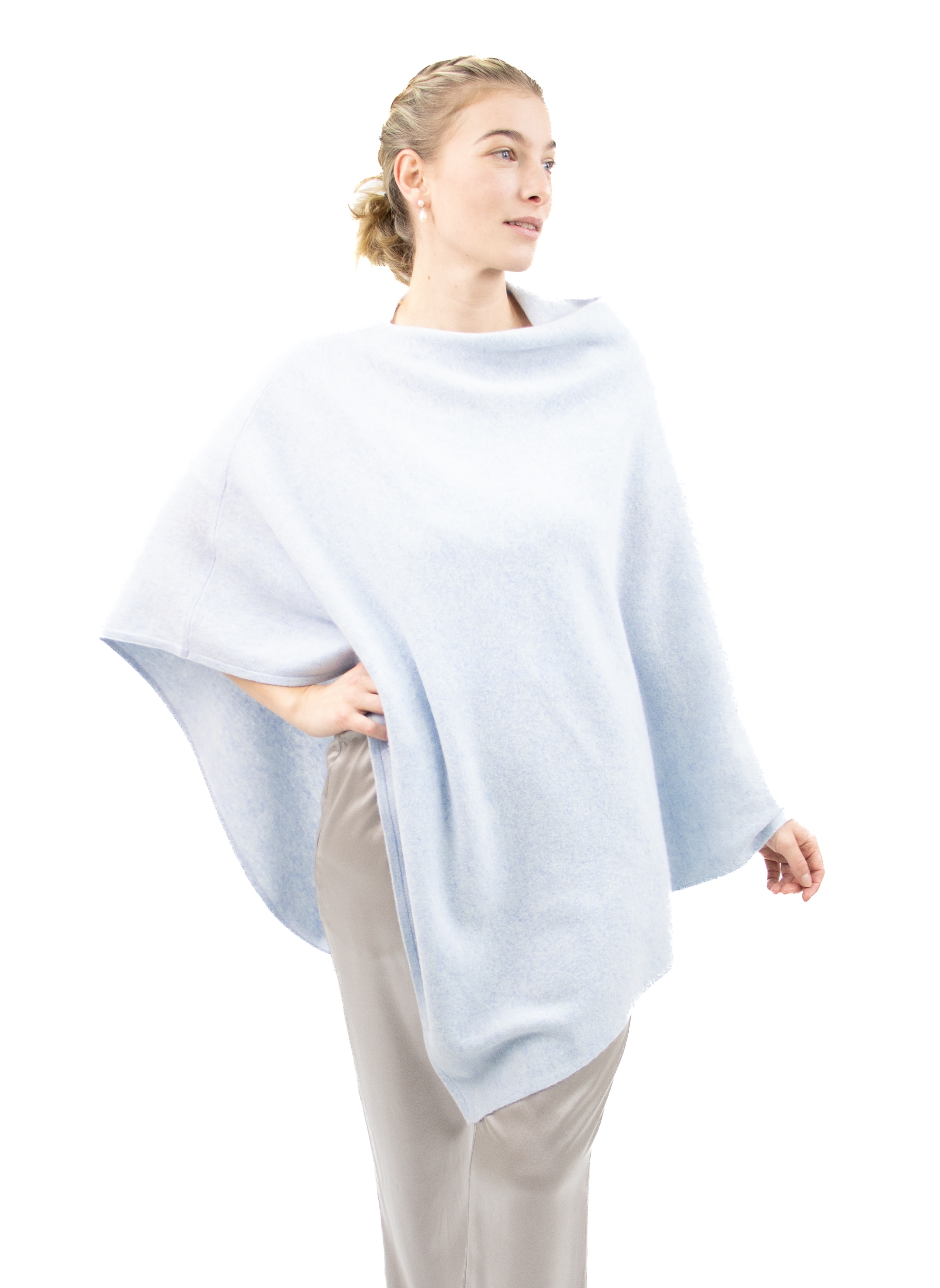 Poncho Wool Yak Wool, Light Blue