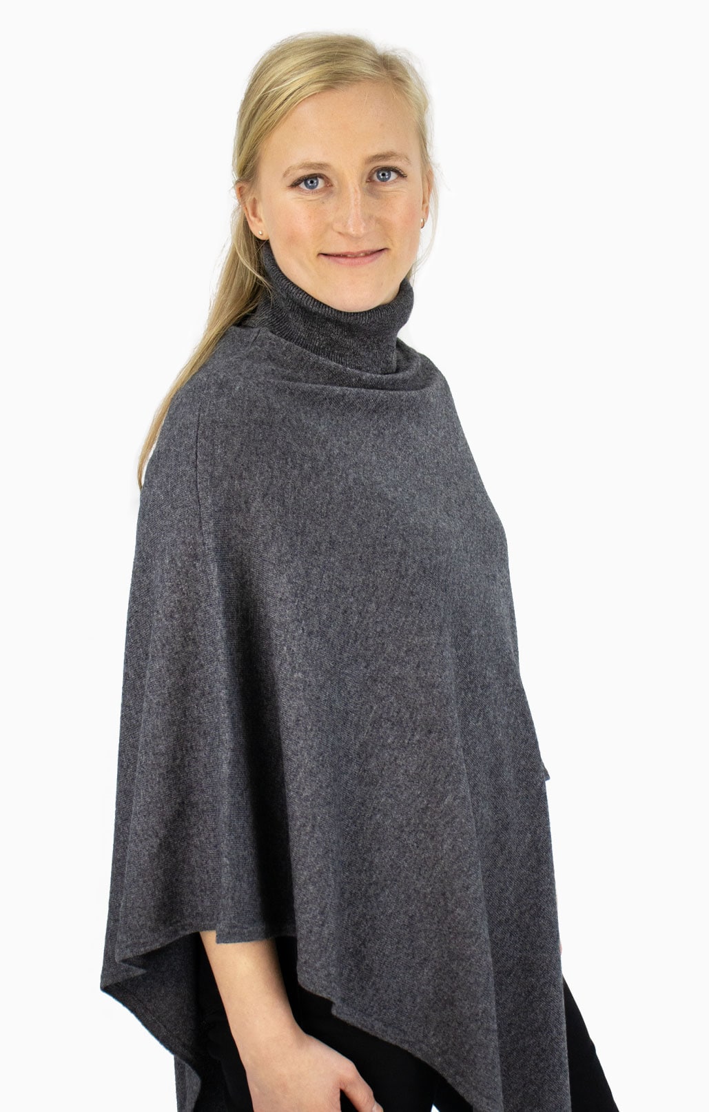 Poncho with Polo Wool/Cashmere, Grey
