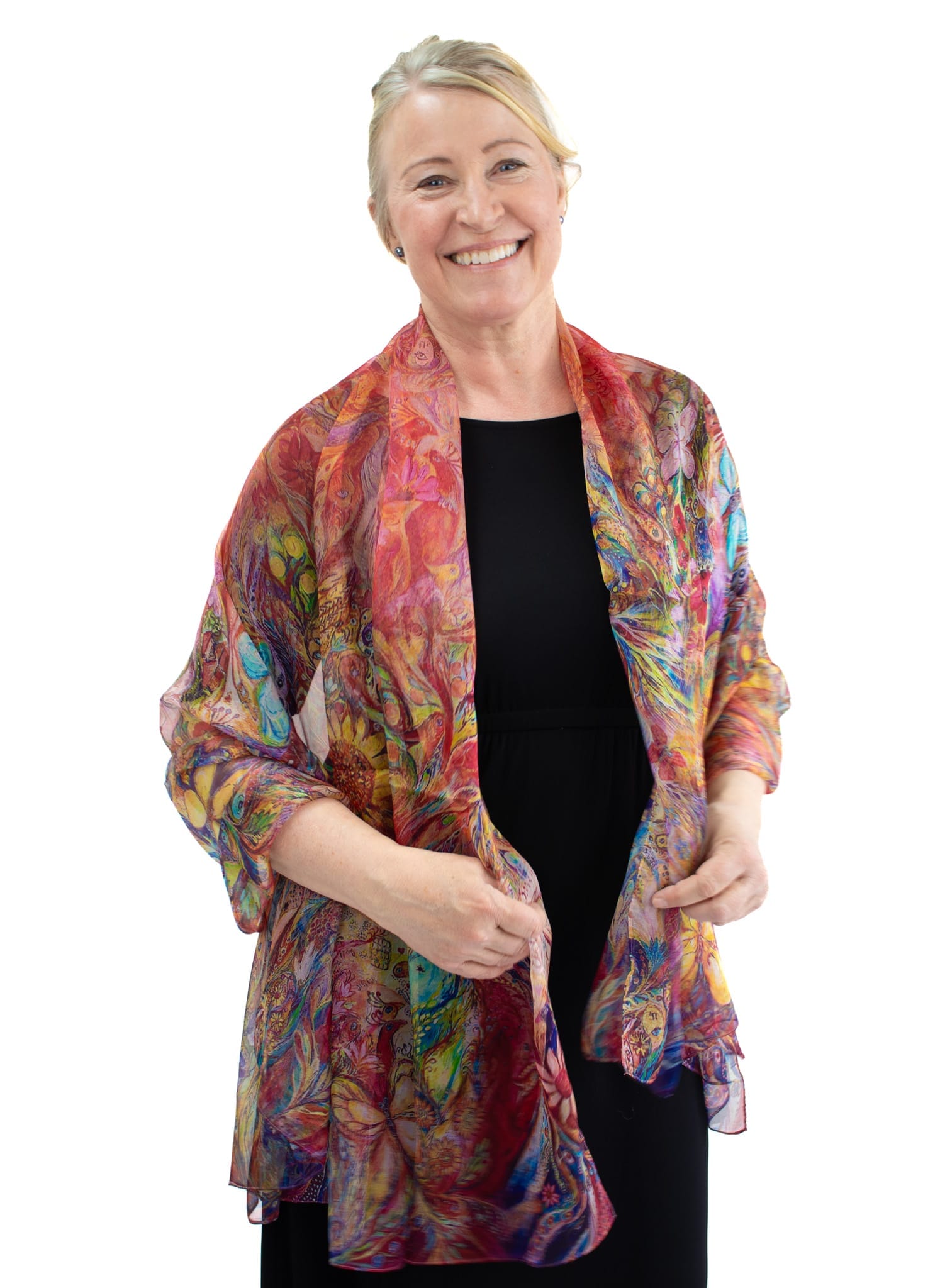 Silk Shawl, Chiffon - Enchanted Forest